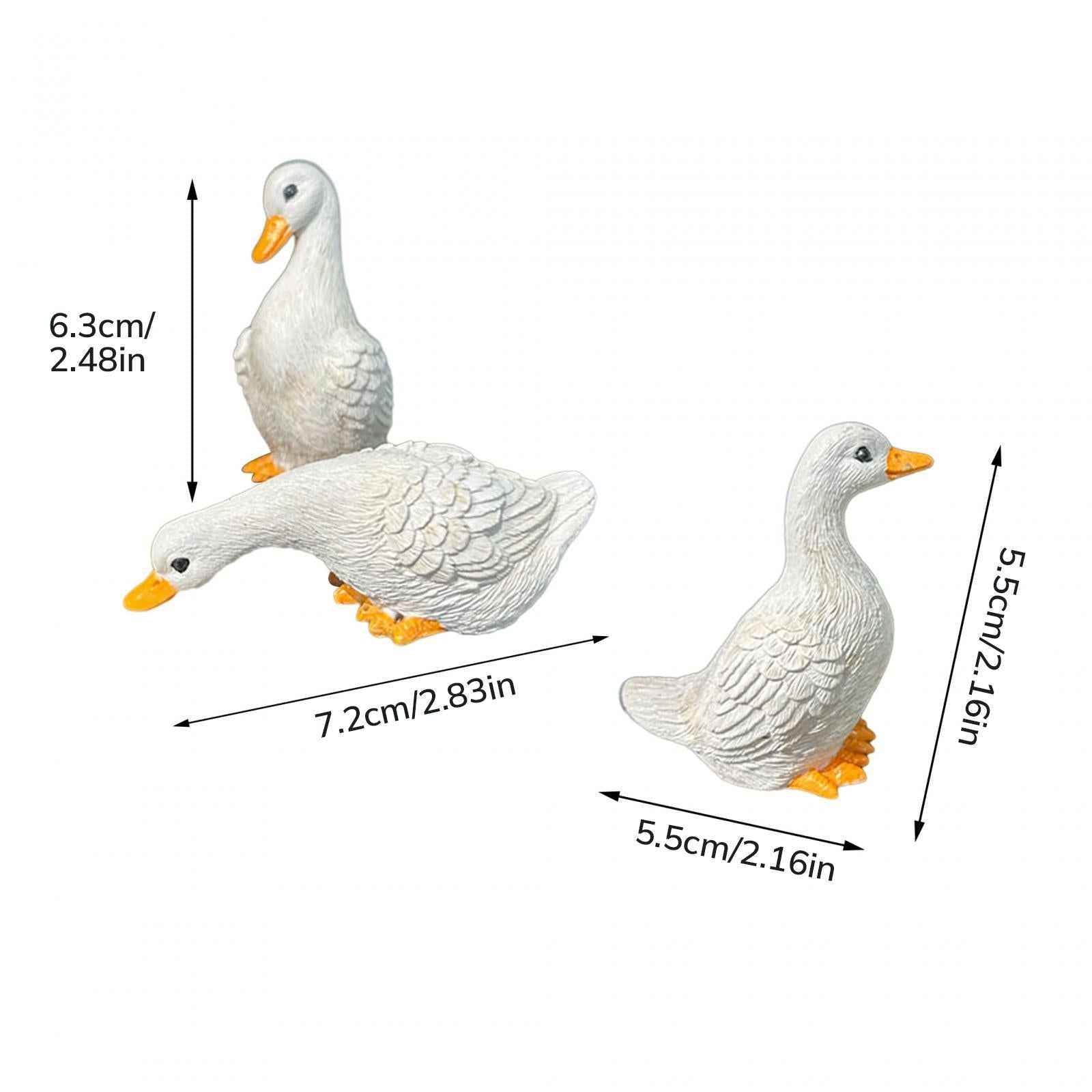 3x Garden Statues Miniature Resin Animal Figurines for Room Fountain Balcony