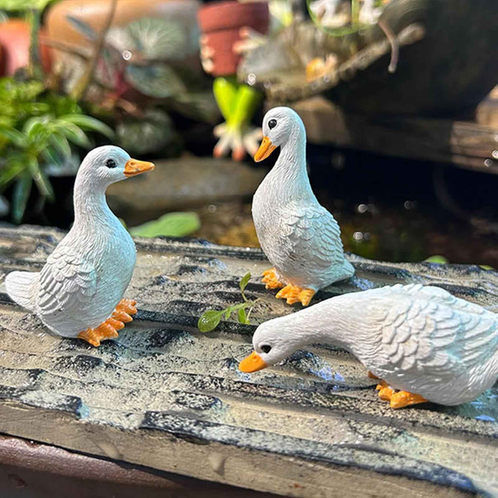 3x Garden Statues Miniature Resin Animal Figurines for Room Fountain Balcony