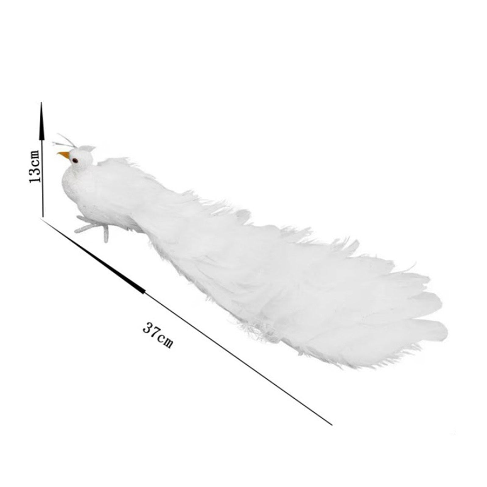 2xWhite Peacock Simulation Bird Artificial Bird for Yard Art Courtyard Outdoor