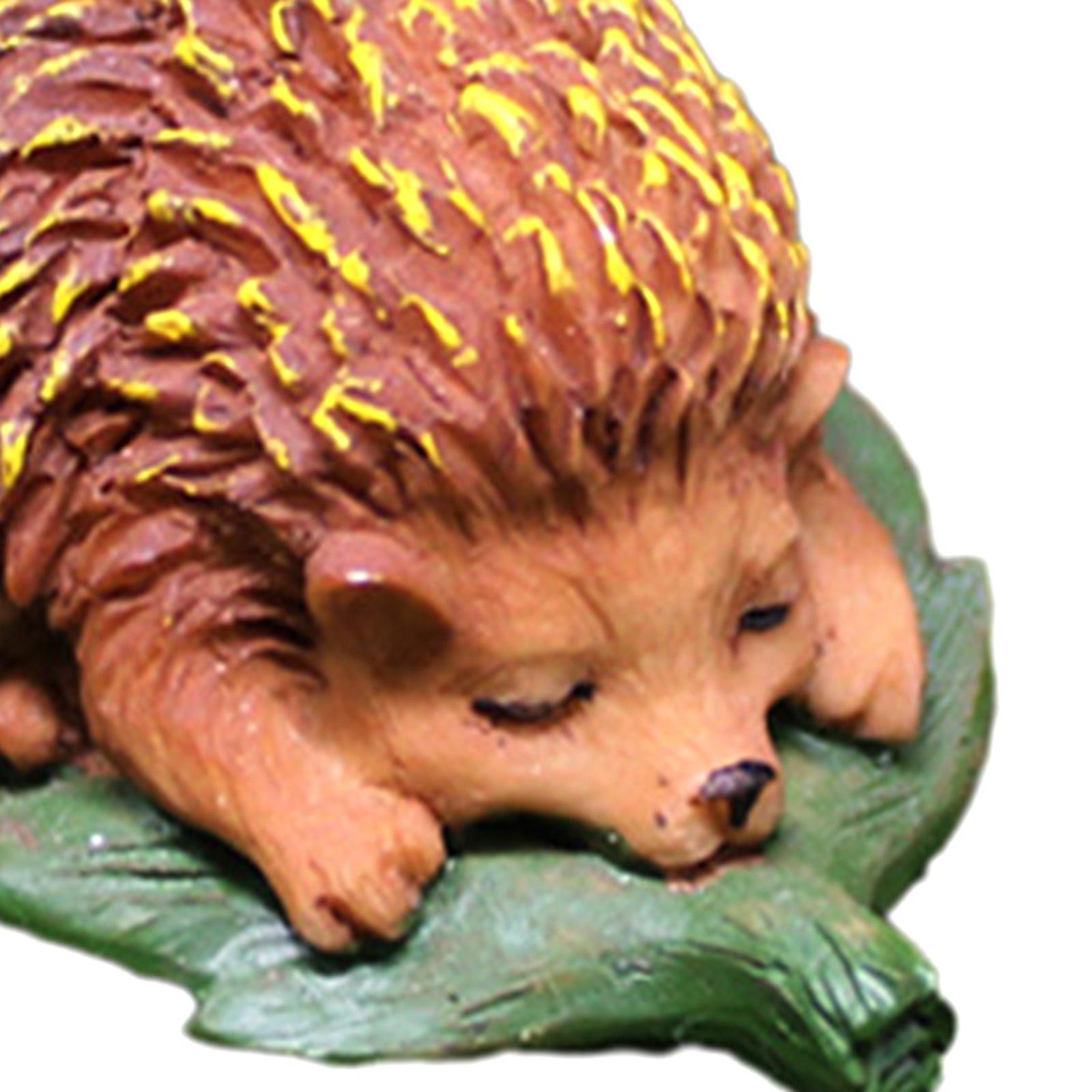 4xHedgehog Statue Mini Hedgehog Figurine for Landscaping Patio Flower Bed Yard