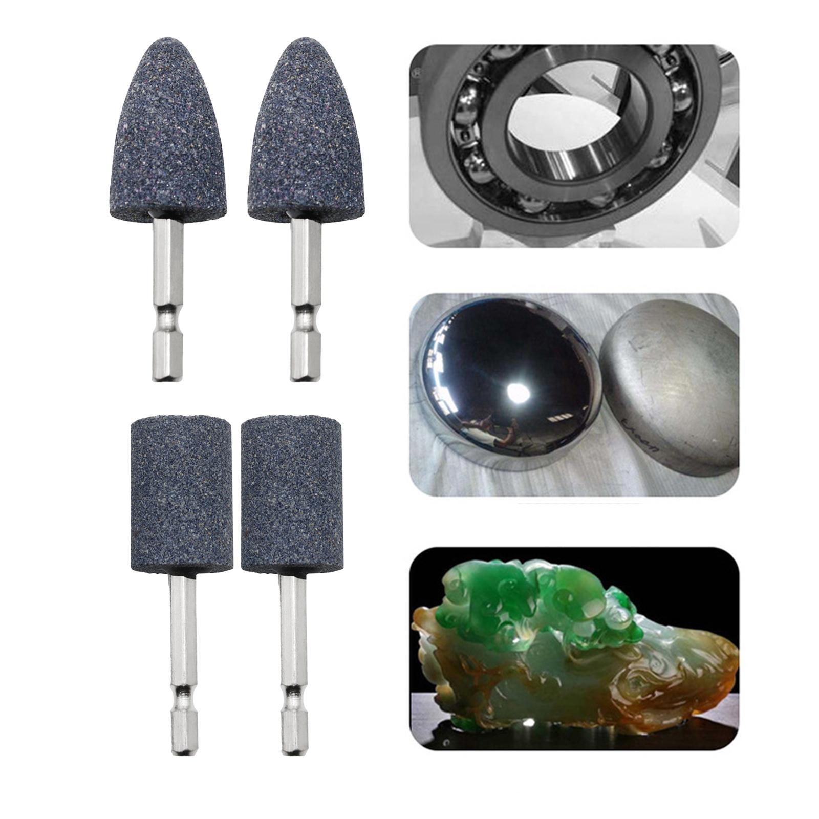 3x2Pcs Grinding Wheel Head 6.35mm Wheel Bit for Jade Bearings Cemented Carbide Conical 71mm