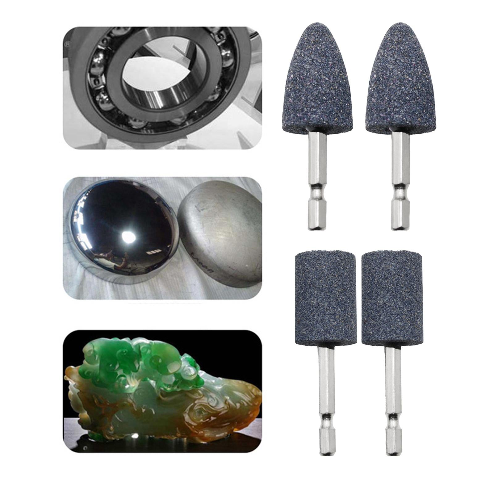 3x2Pcs Grinding Wheel Head 6.35mm Wheel Bit for Jade Bearings Cemented Carbide Conical 71mm