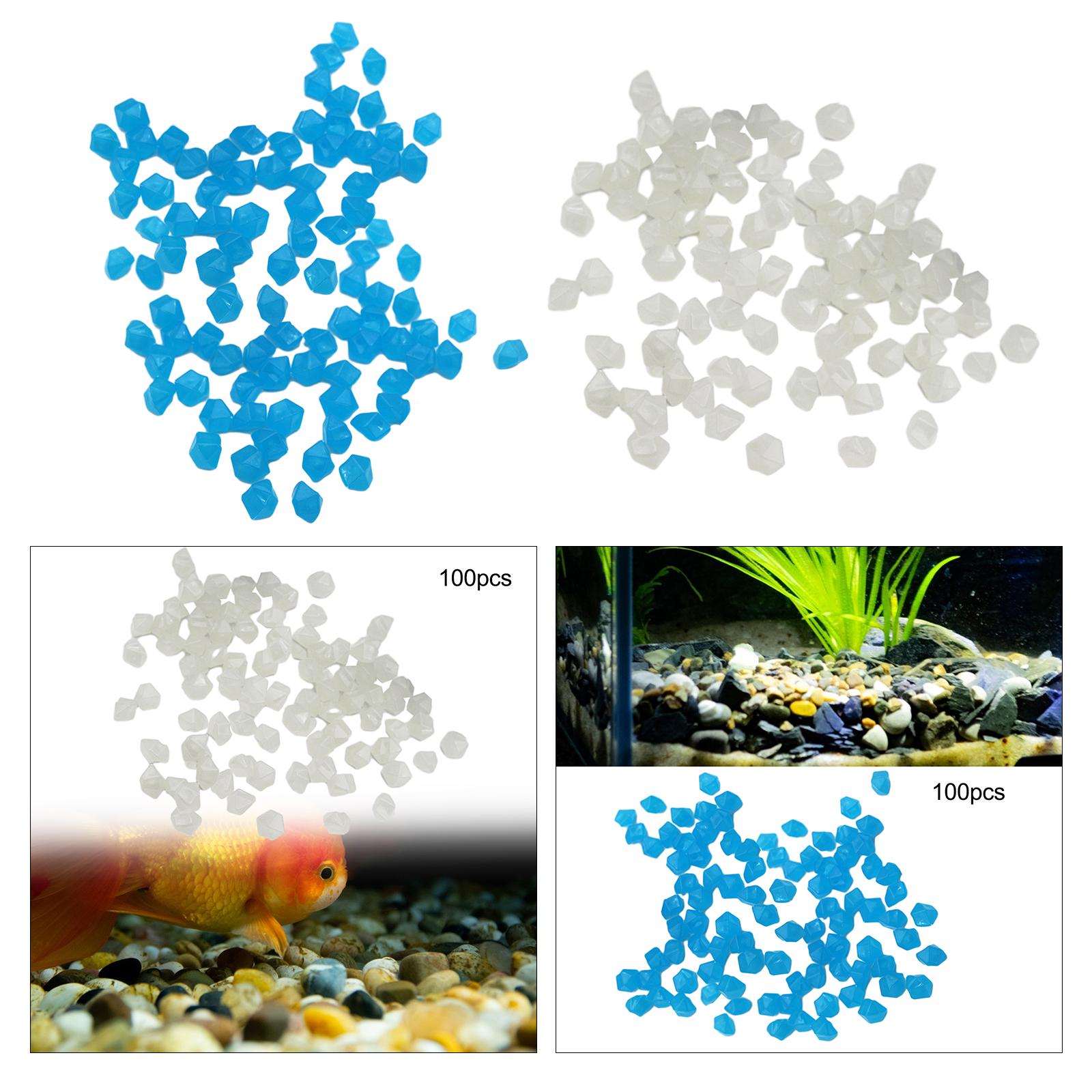 2x100 Pieces Glow in The Dark Stones Rocks Indoor Outdoor for Fish Tank Sturdy Blue