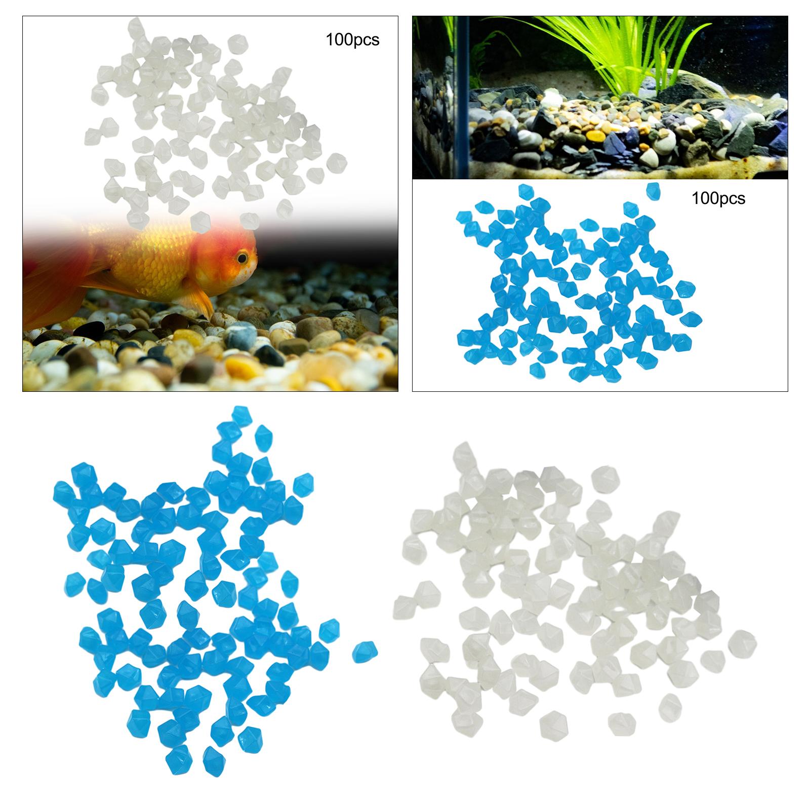 2x100 Pieces Glow in The Dark Stones Rocks Indoor Outdoor for Fish Tank Sturdy Blue