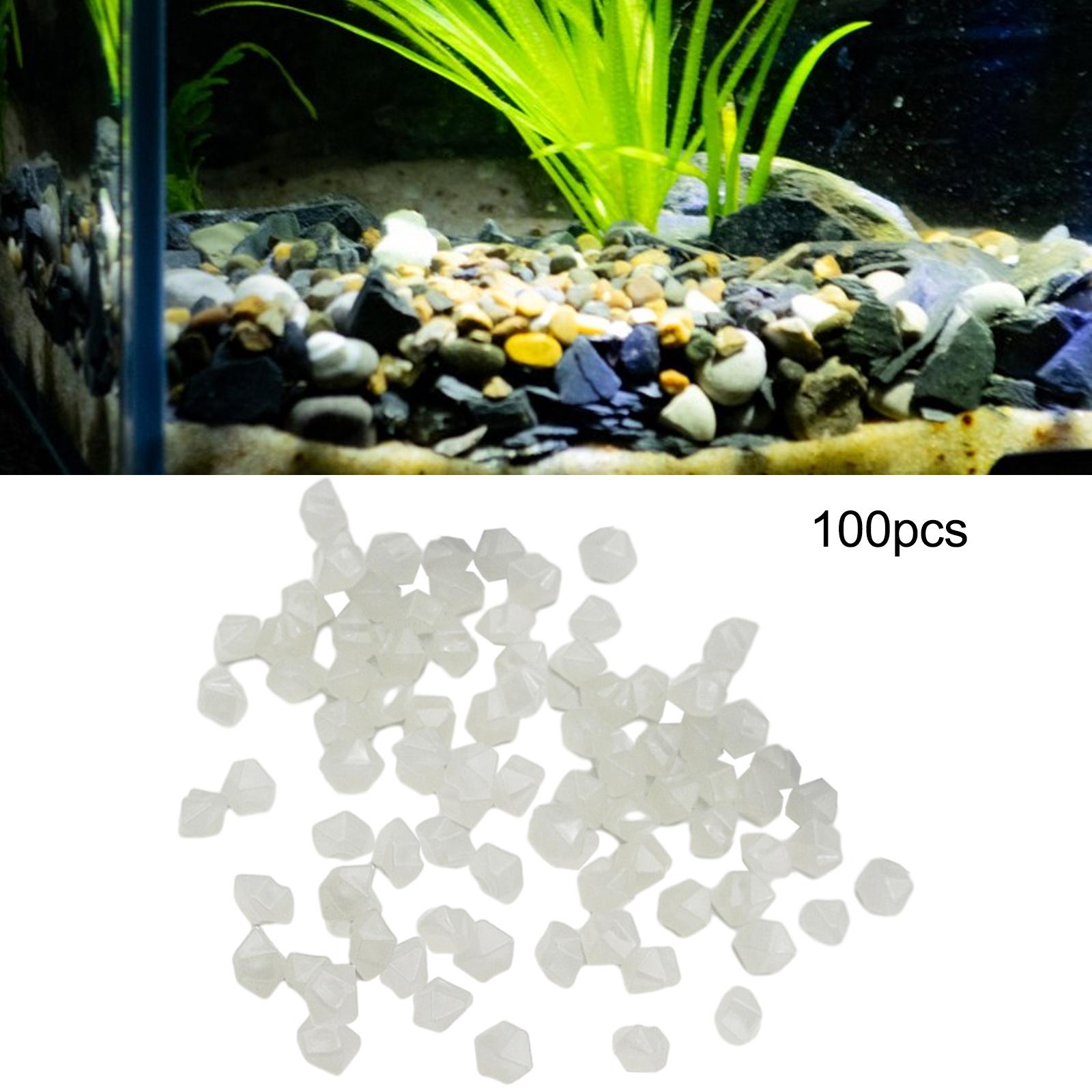 2x100 Pieces Glow in The Dark Stones Rocks Indoor Outdoor for Fish Tank Sturdy White