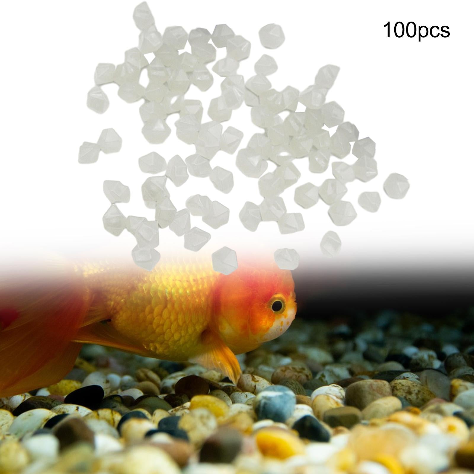 2x100 Pieces Glow in The Dark Stones Rocks Indoor Outdoor for Fish Tank Sturdy White