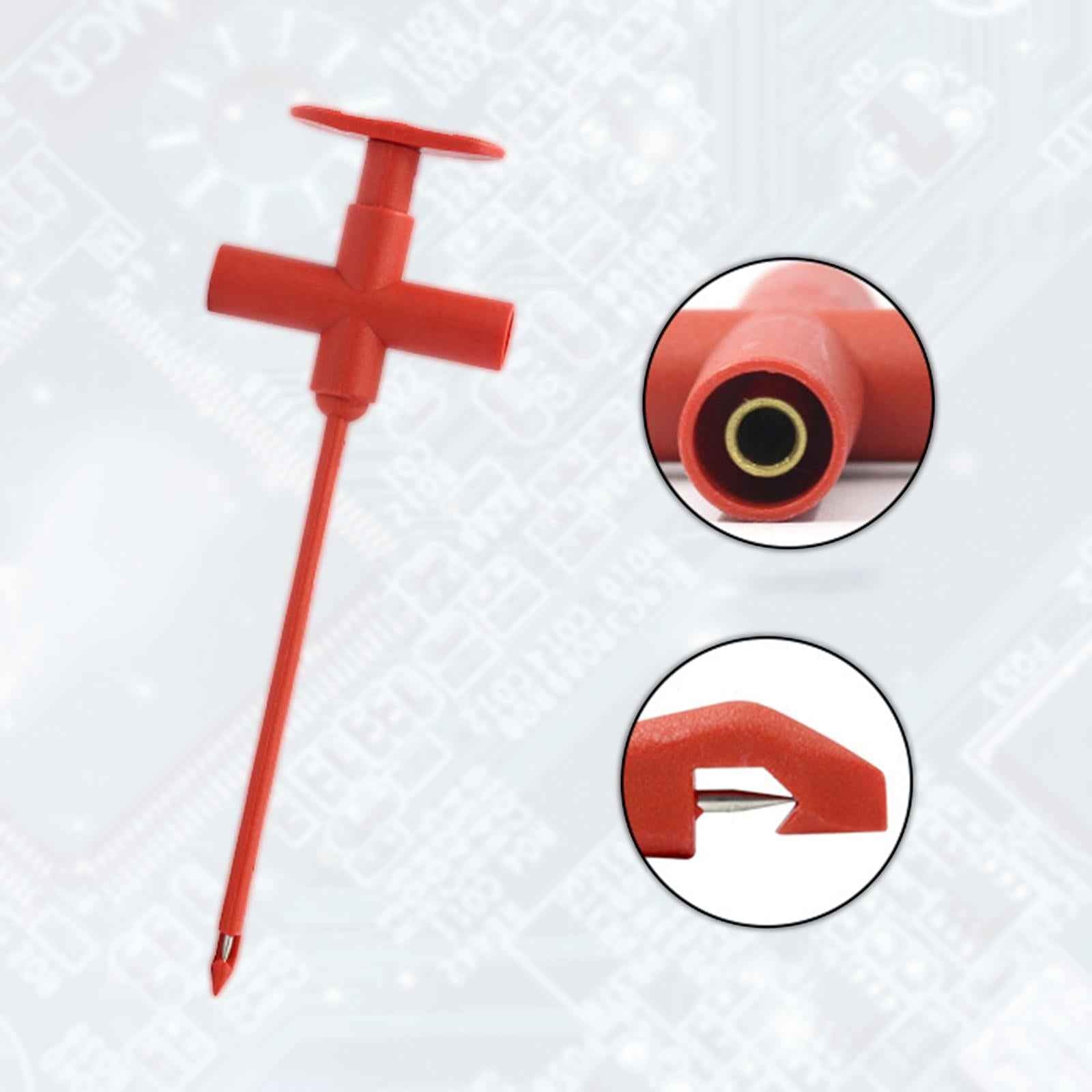 Detection Probe Pins Wire Piercing Probe Clip for Multimeter Testing Voltage Red