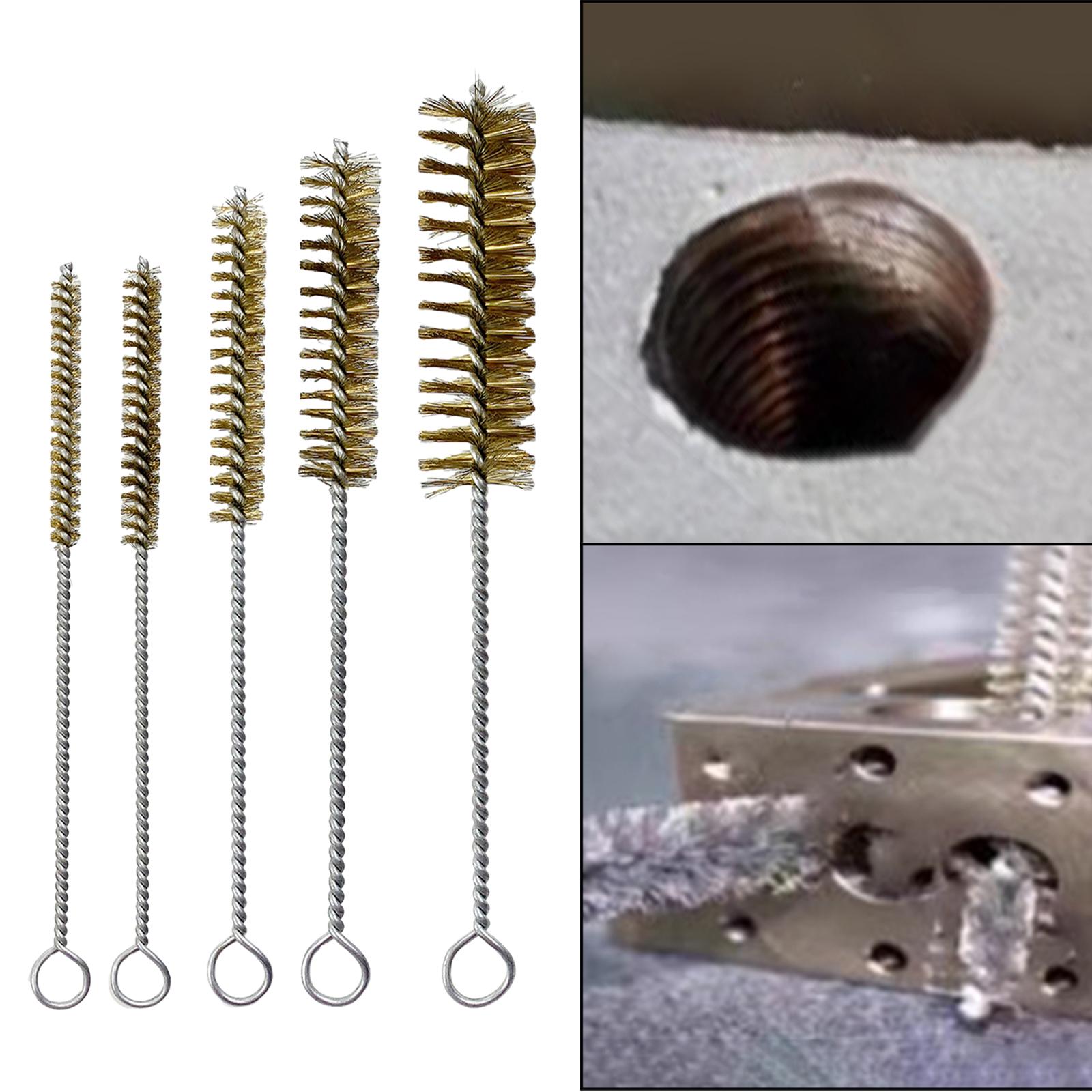 3xBrass Bristles Tube Cleaning Brush Metal Wire Brush for Sink Plumbing Sturdy 20cmx1.6cm