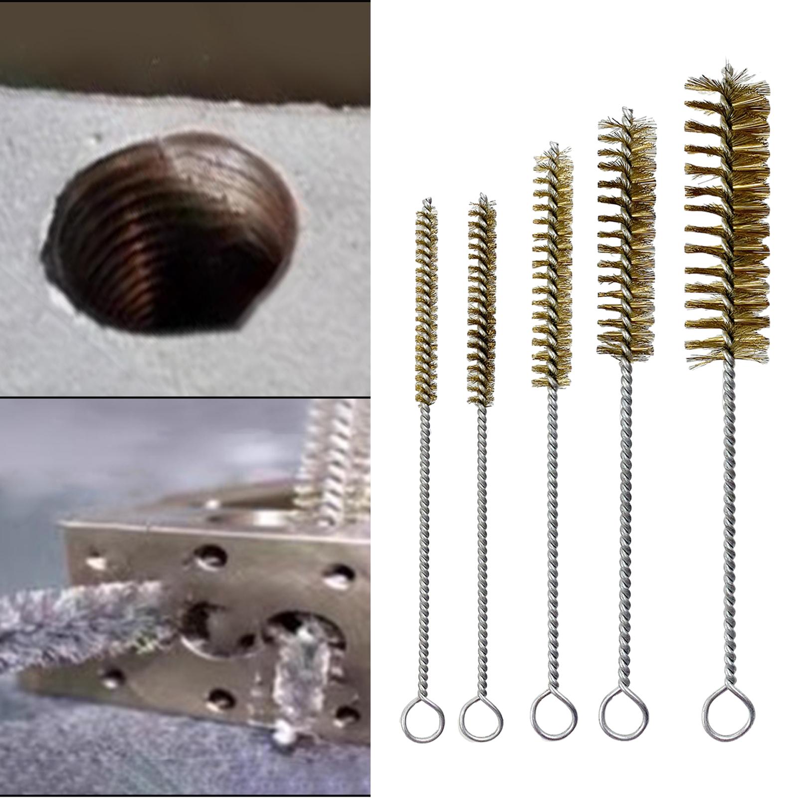 3xBrass Bristles Tube Cleaning Brush Metal Wire Brush for Sink Plumbing Sturdy 20cmx1.6cm