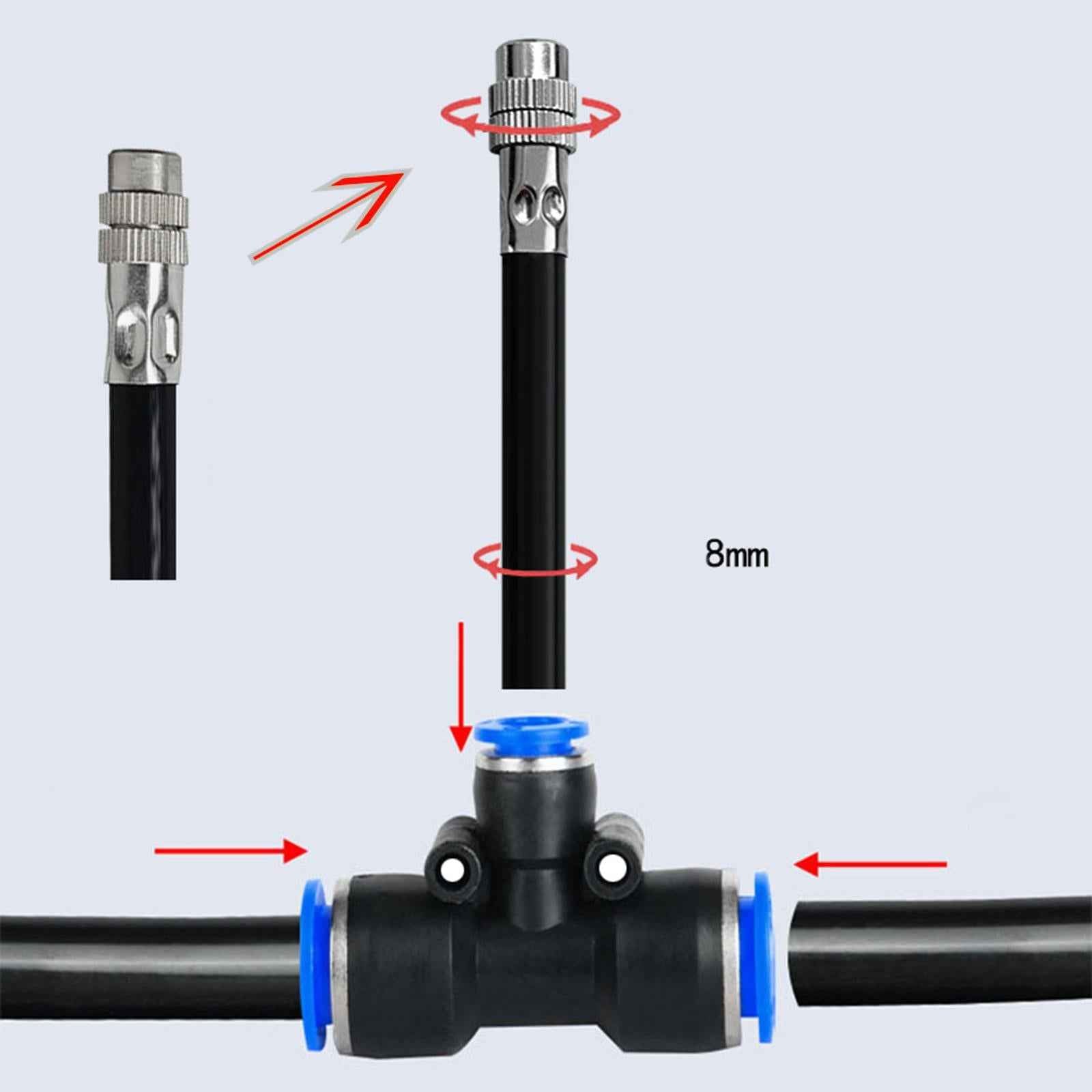 Sprayer Nozzle with T Connector Bendable Tube for Spraying Cooling Gardening 30cm Tube