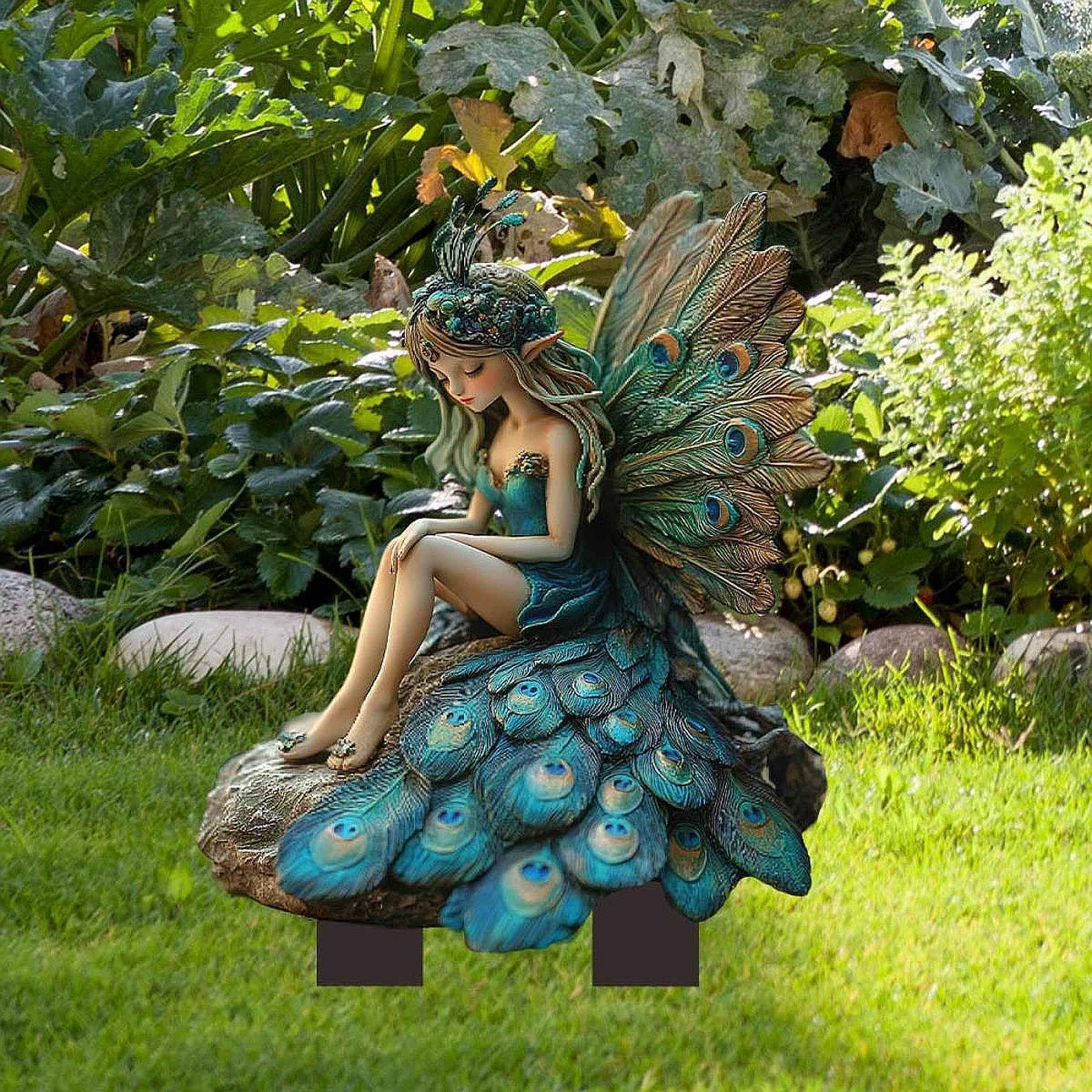 Peacock Fairy Garden Stake 2D Creative Decoration for Path Outdoor Plant Pot