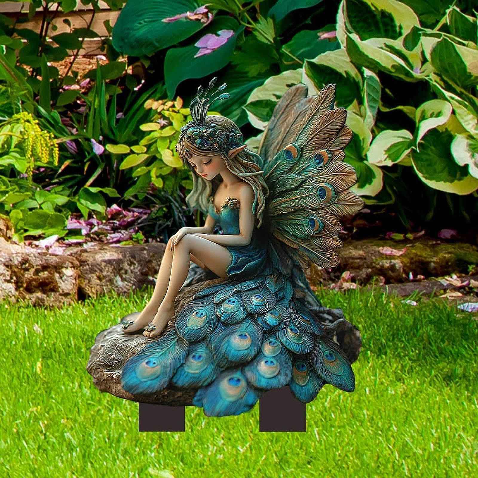 Peacock Fairy Garden Stake 2D Creative Decoration for Path Outdoor Plant Pot