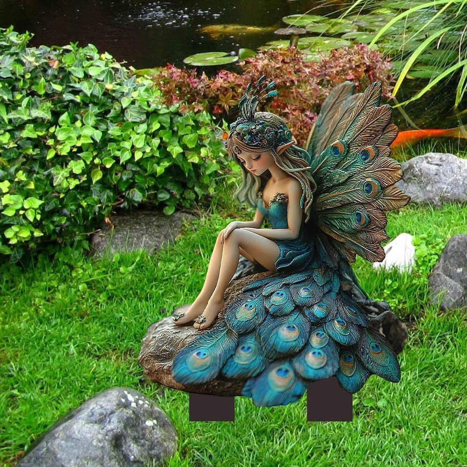 Peacock Fairy Garden Stake 2D Creative Decoration for Path Outdoor Plant Pot