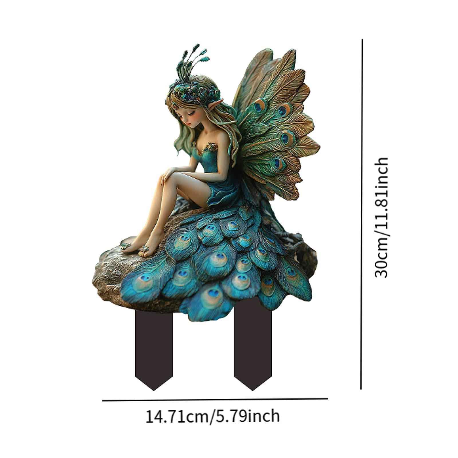 Peacock Fairy Garden Stake 2D Creative Decoration for Path Outdoor Plant Pot