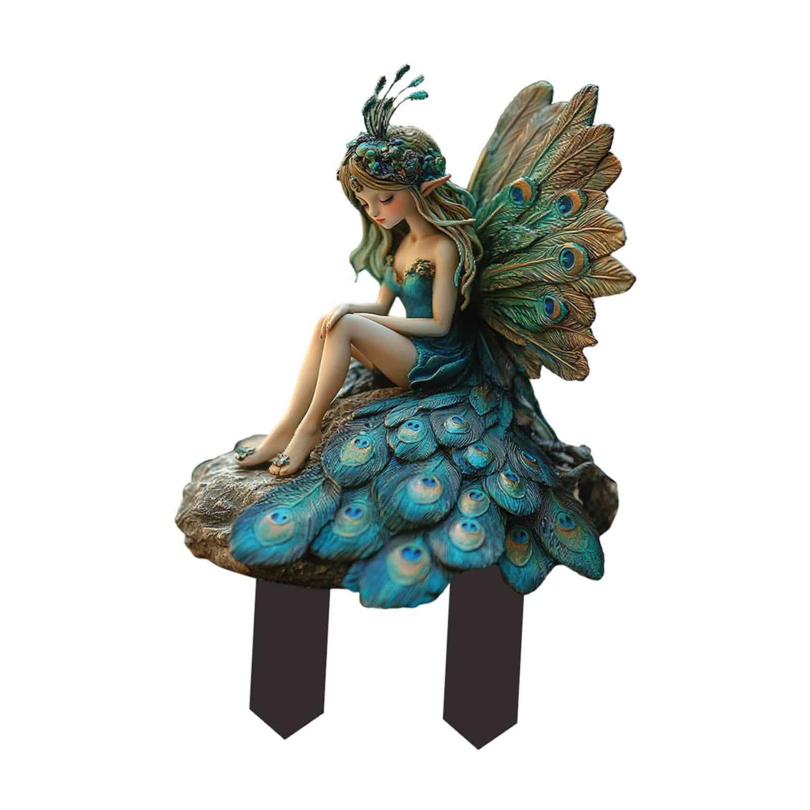 Peacock Fairy Garden Stake 2D Creative Decoration for Path Outdoor Plant Pot