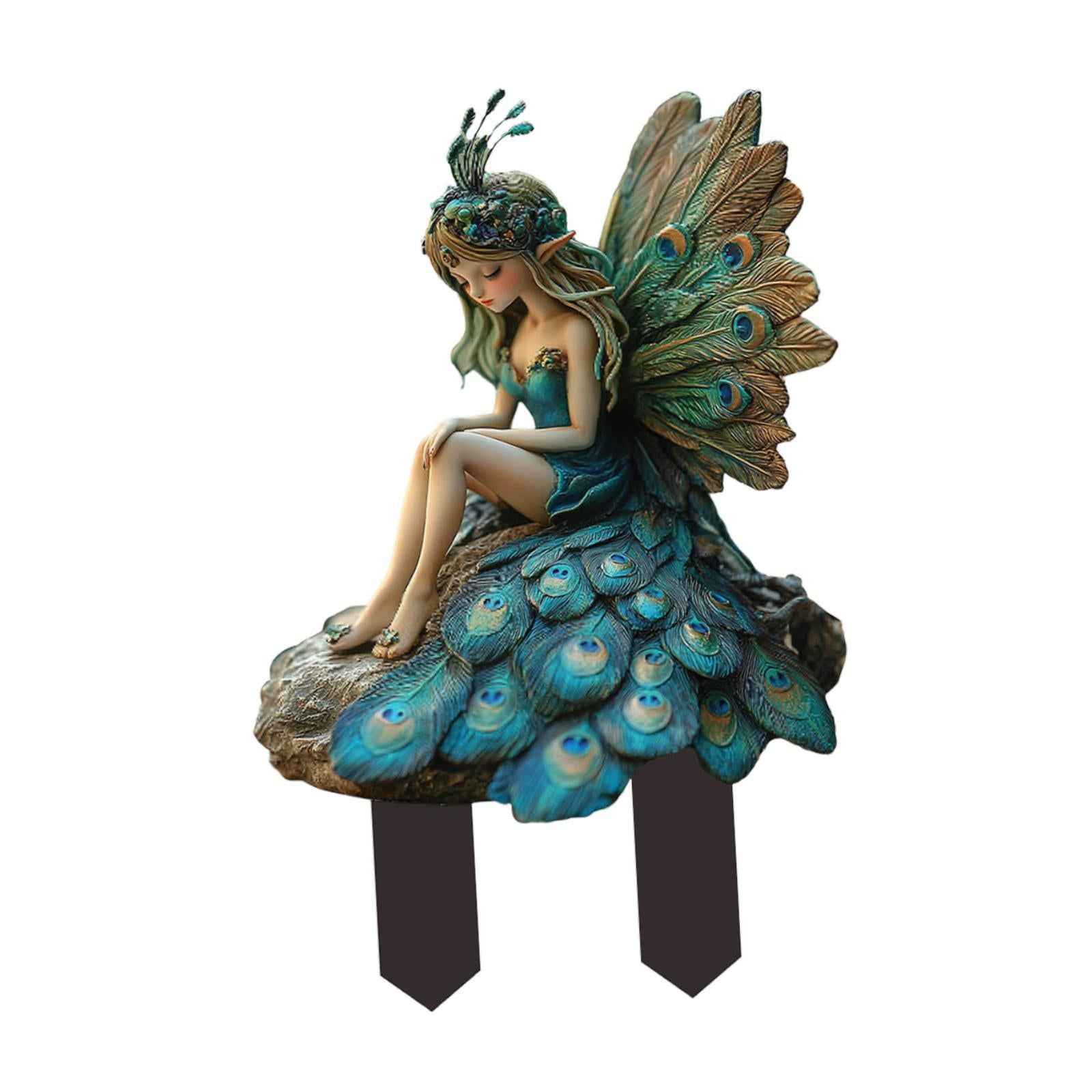 Peacock Fairy Garden Stake 2D Creative Decoration for Path Outdoor Plant Pot