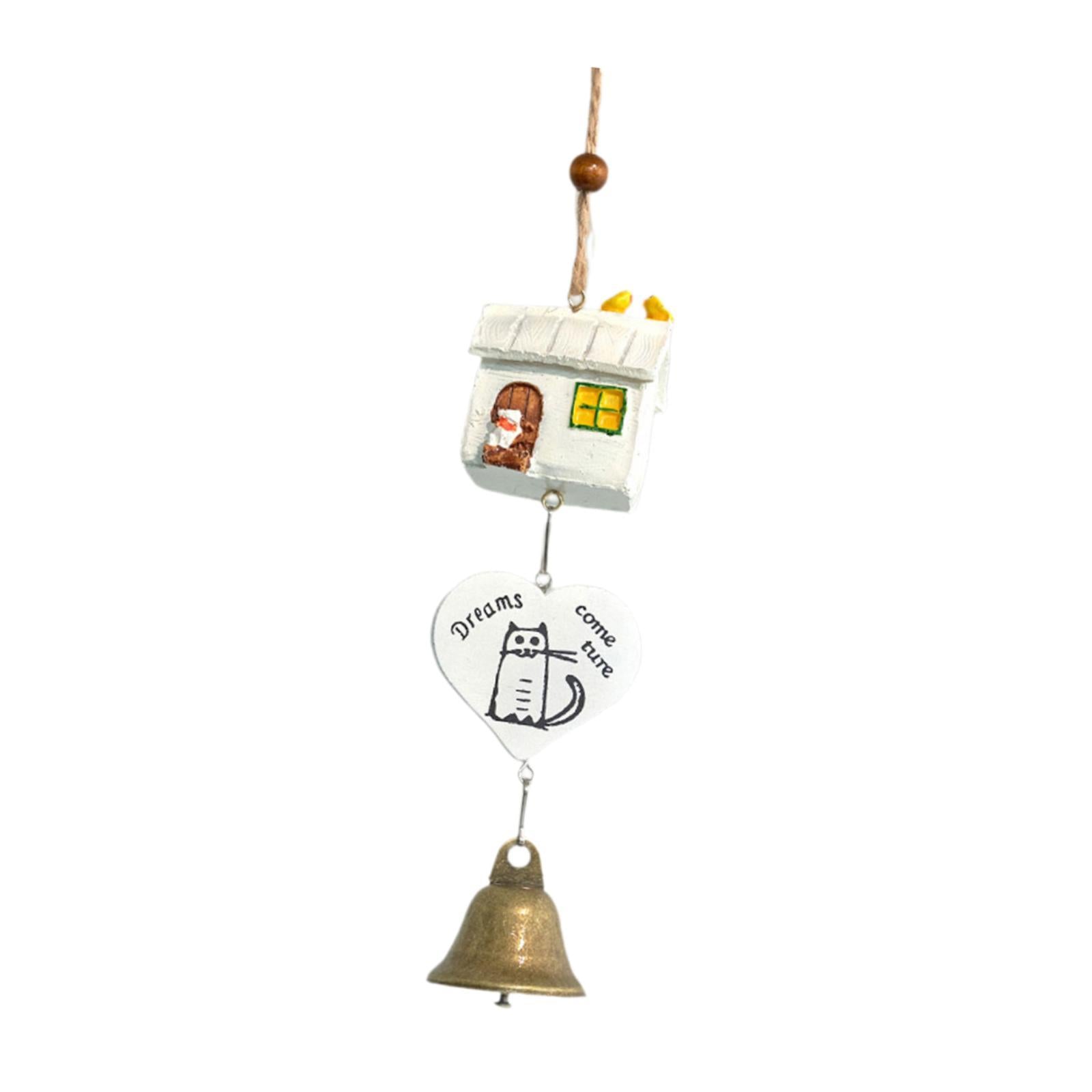Cartoon Wind Chime Birthday Gift Indoor/Outdoor Decor for Study Garden Patio White Hut