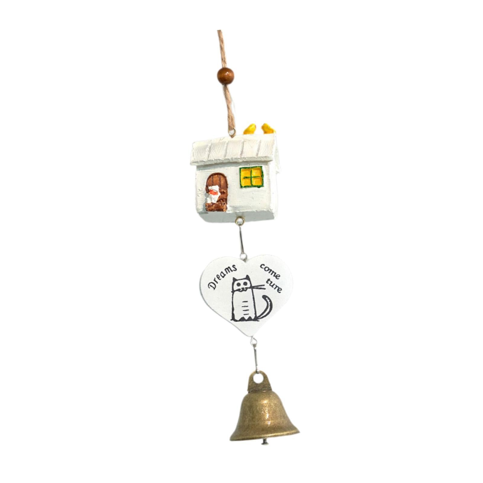 Cartoon Wind Chime Birthday Gift Indoor/Outdoor Decor for Study Garden Patio White Hut