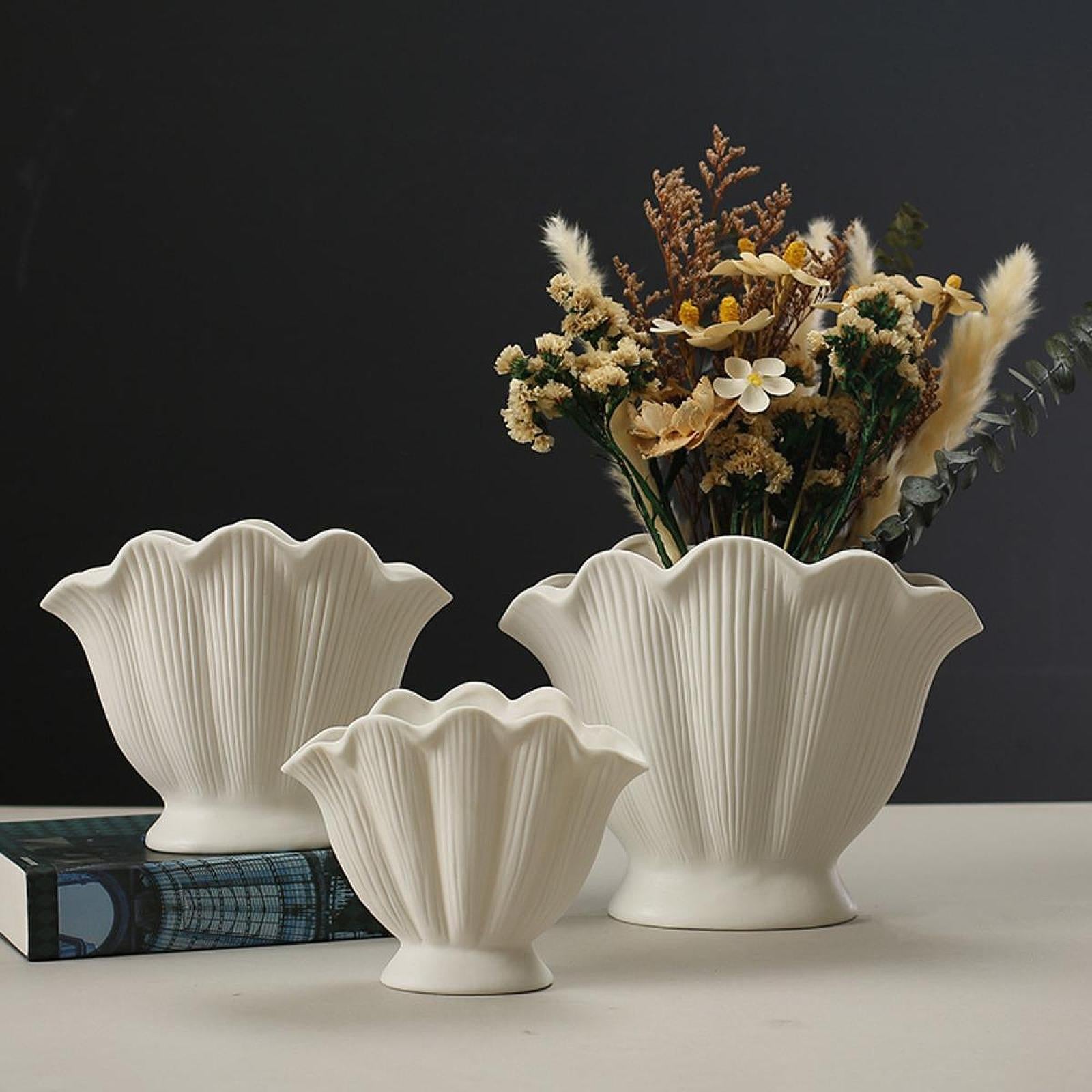 Ceramic Vase Nordic Simple Aesthetic Planter for Entrance Shelf Coffee Table L