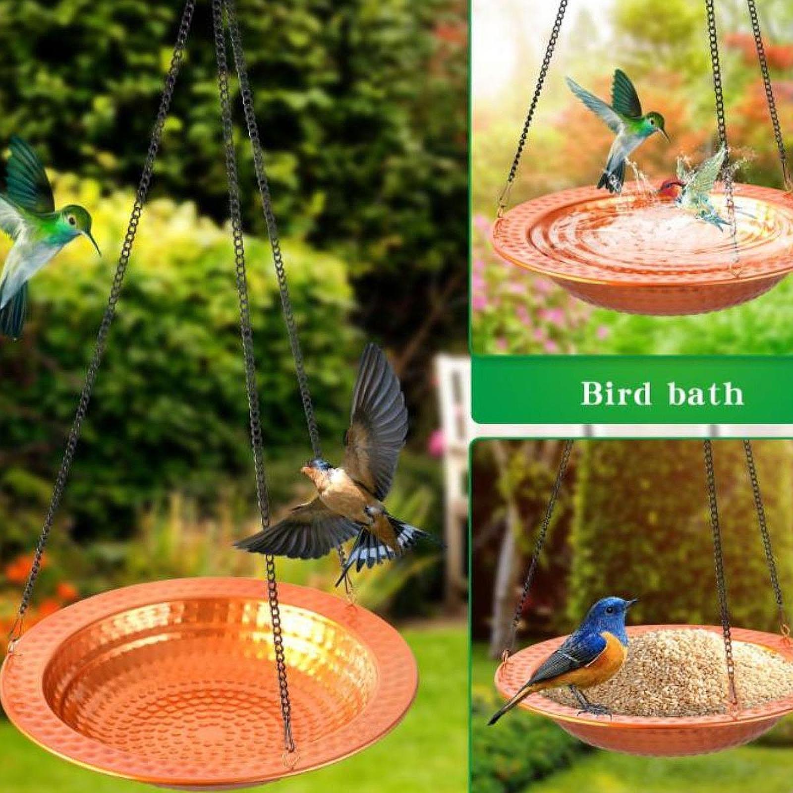 Bird Feeder Tray Water Bowl Feeding Station Gift Landscape Hanging Bird Bath