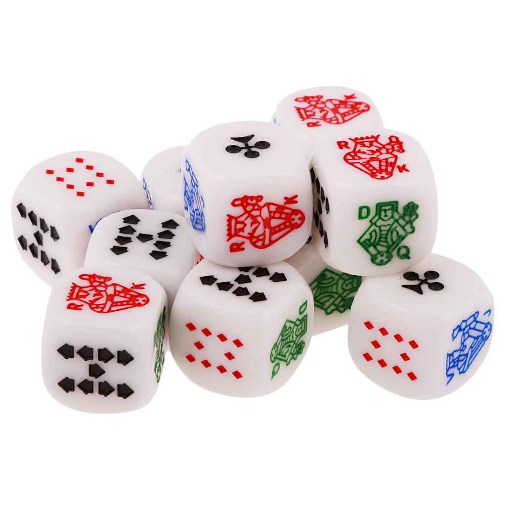 Pack of 10 Pieces 12mm Six Sided Poker Dice for Casino Poker Card Game Favours