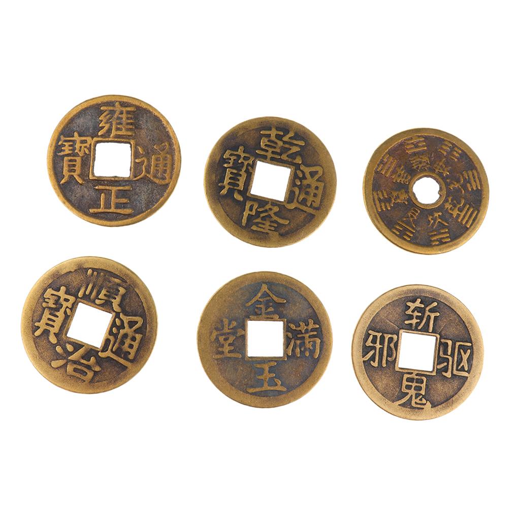 3xSet of 6 Feng Shui Coin 1.65'' Brass Fortune Coin Chinese Lucky I Ching Coin