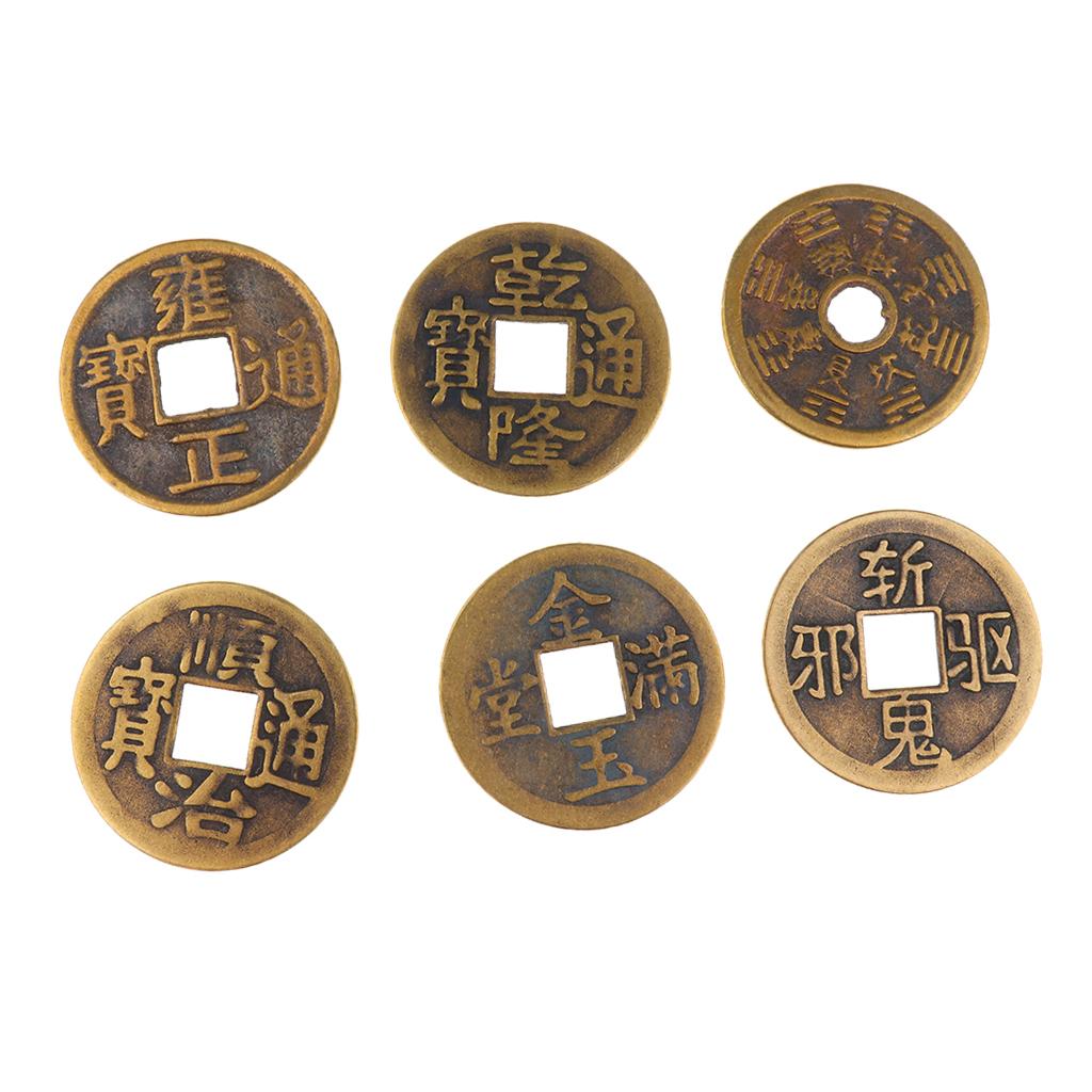 3xSet of 6 Feng Shui Coin 1.65'' Brass Fortune Coin Chinese Lucky I Ching Coin