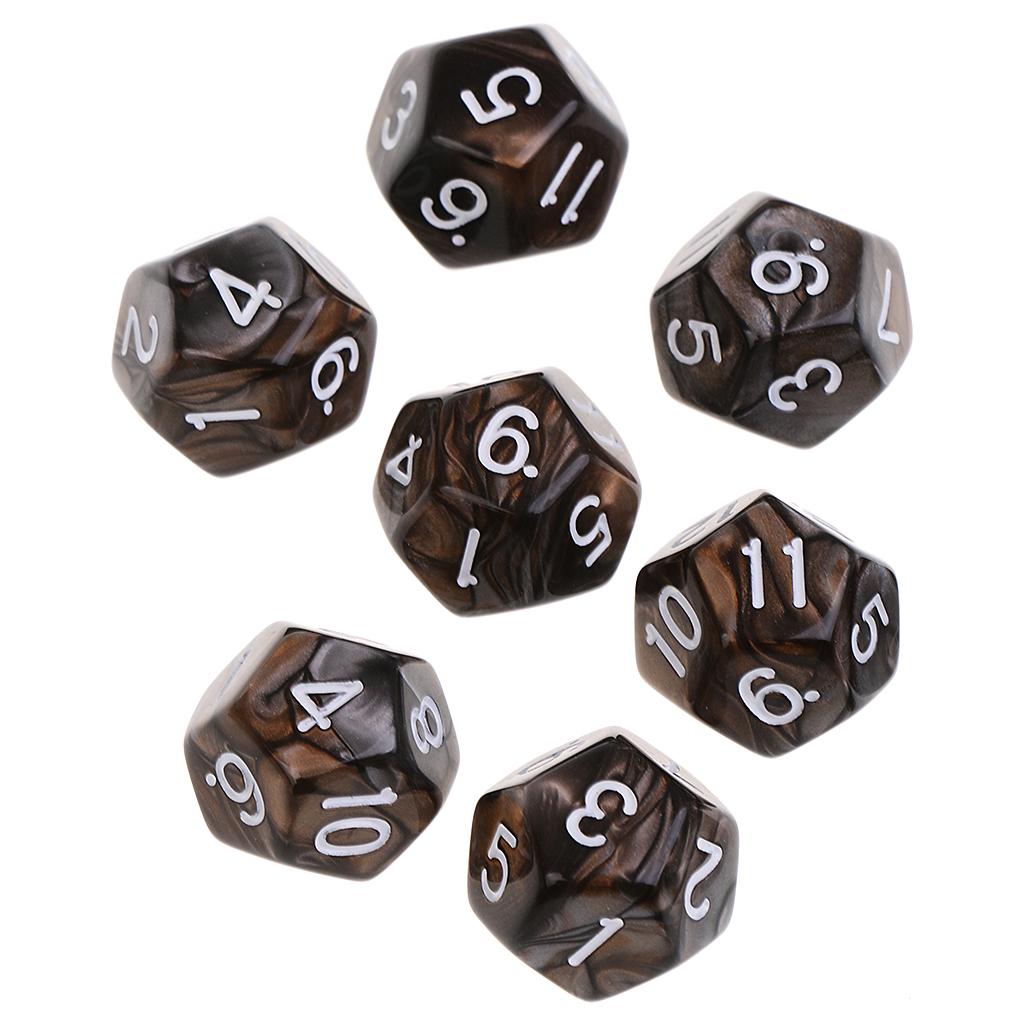 2x10pcs 12 Sided Dice D12 Polyhedral Dice for Dungeons and Dragons Table Games Coffee Gray