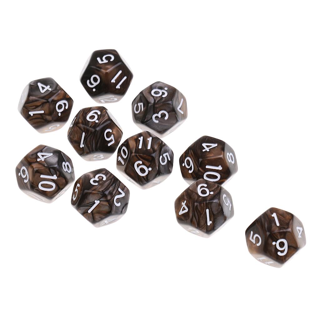 4x10pcs 12 Sided Dice D12 Polyhedral Dice for Dungeons and Dragons Table Games Coffee Gray