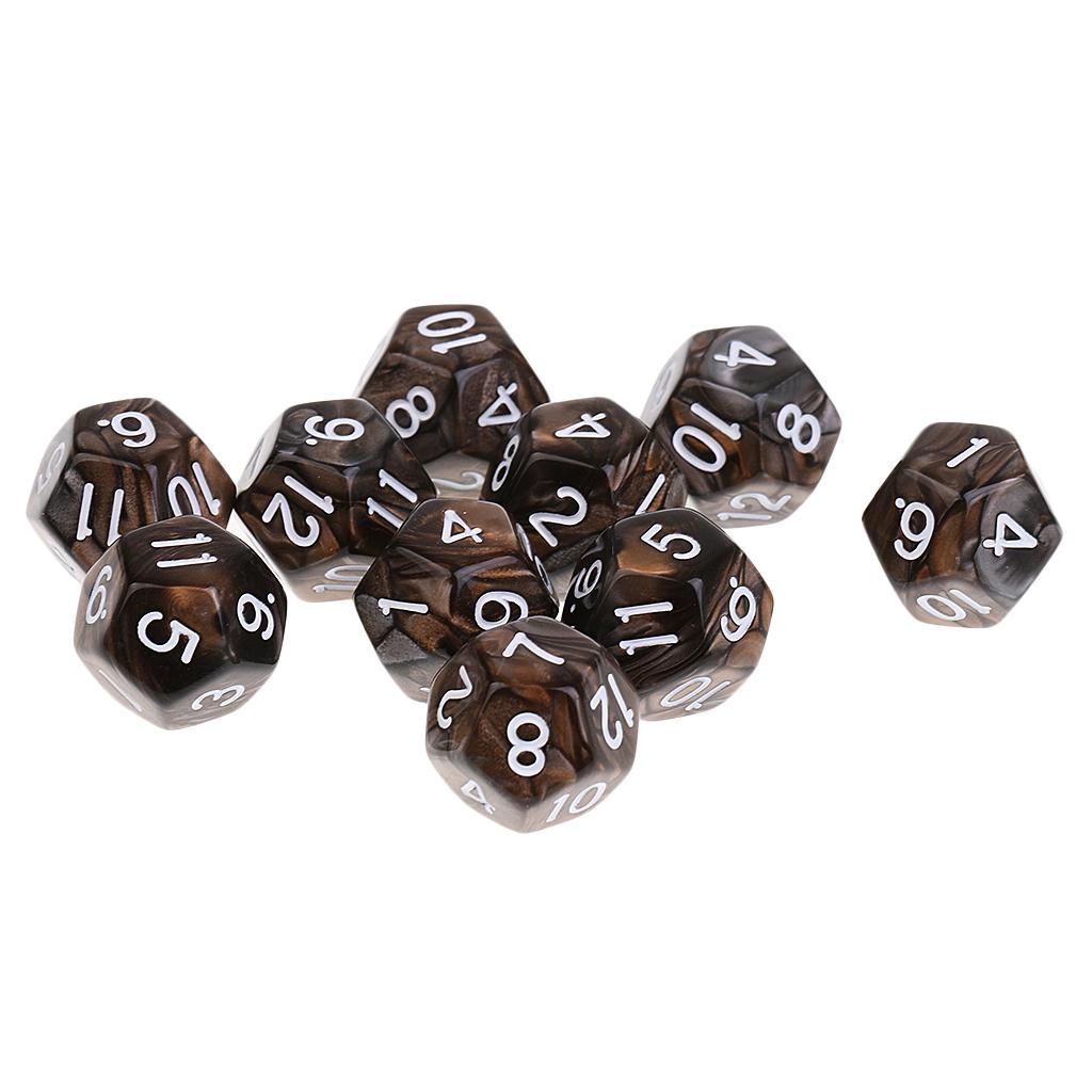 3x10pcs 12 Sided Dice D12 Polyhedral Dice for Dungeons and Dragons Table Games Coffee Gray
