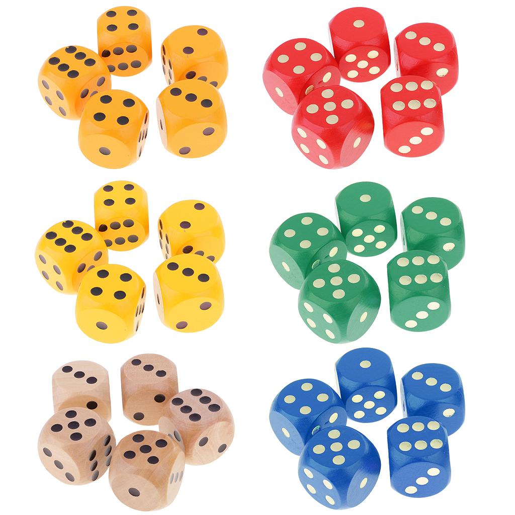 4x5 Piece/Set 3cm Wooden Dice D6 Six Sided Dotted Dice for D&D TRPG Toy Orange