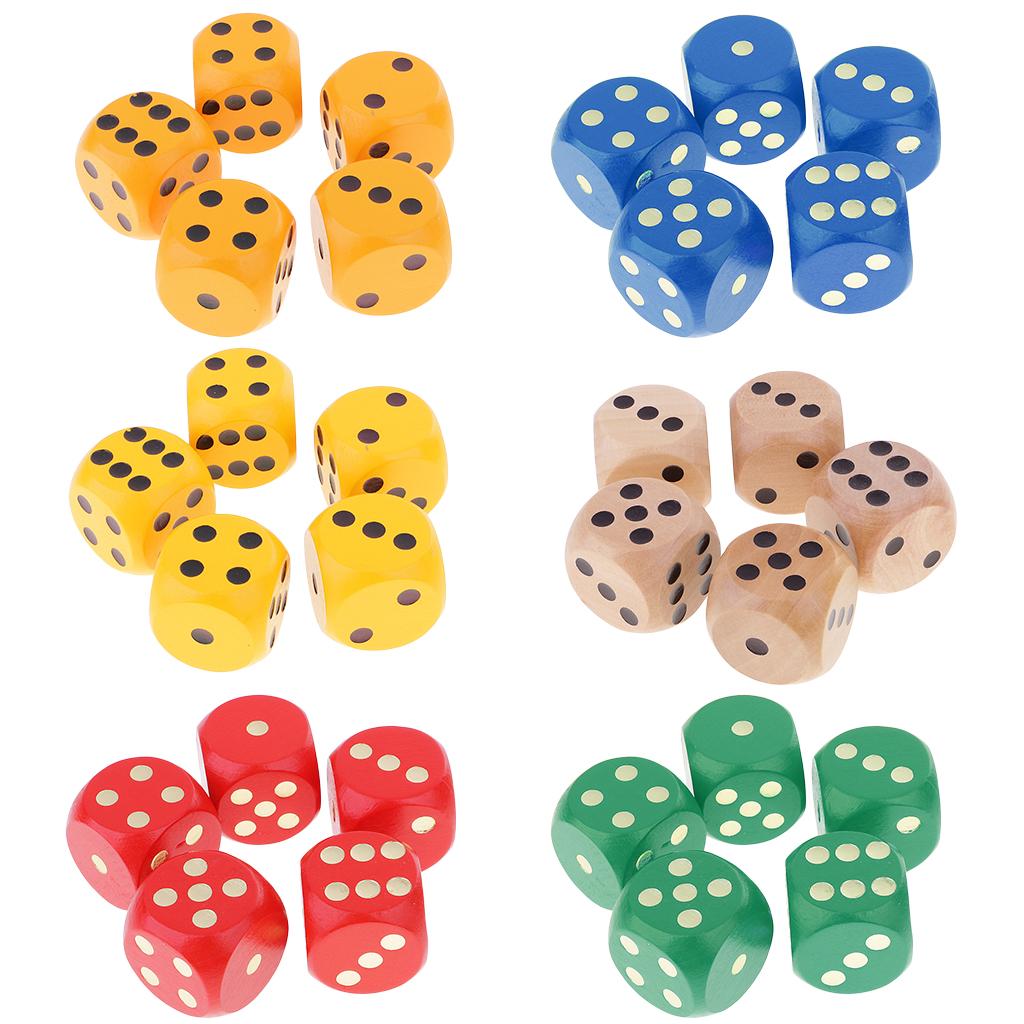 4x5 Piece/Set 3cm Wooden Dice D6 Six Sided Dotted Dice for D&D TRPG Toy Orange