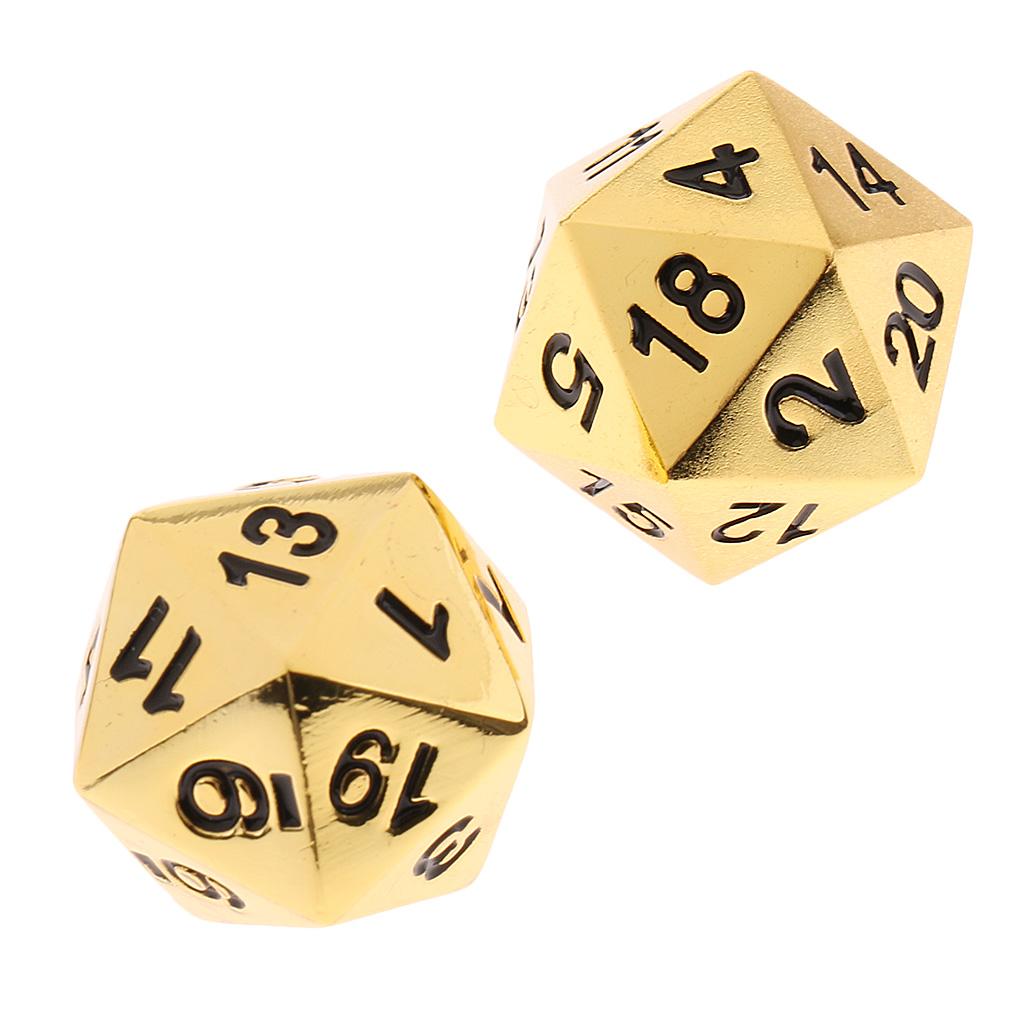4 Pieces Zinc Alloy 20-sided Dices Polyhedral Game Props Silver Copper
