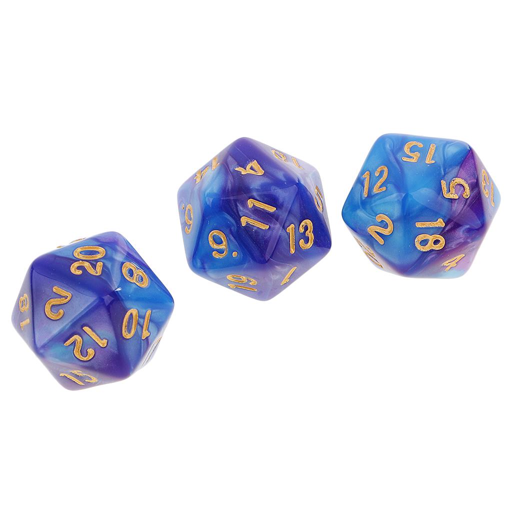 30pcs 20 Sided D20 Polyhedral Dice for Dungeons & Dragons Games Blue Purple