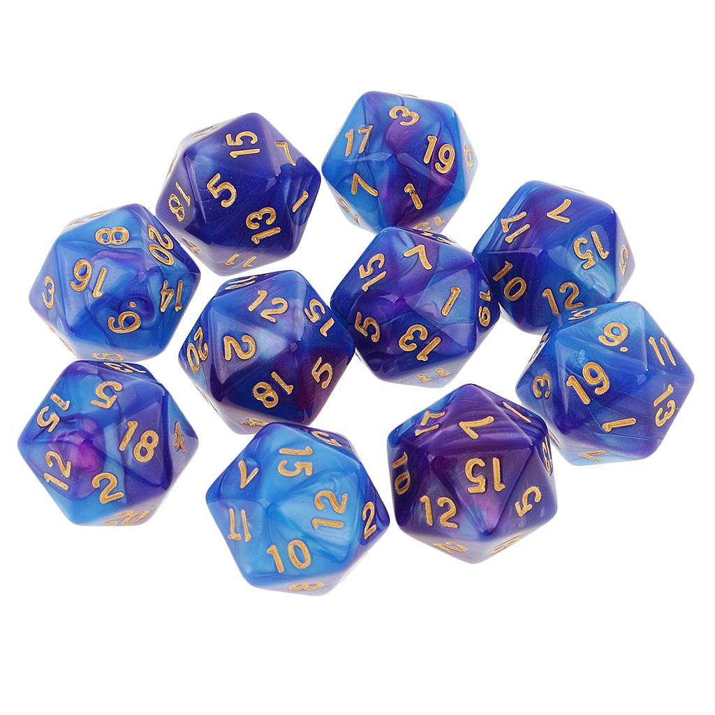 30pcs 20 Sided D20 Polyhedral Dice for Dungeons & Dragons Games Blue Purple