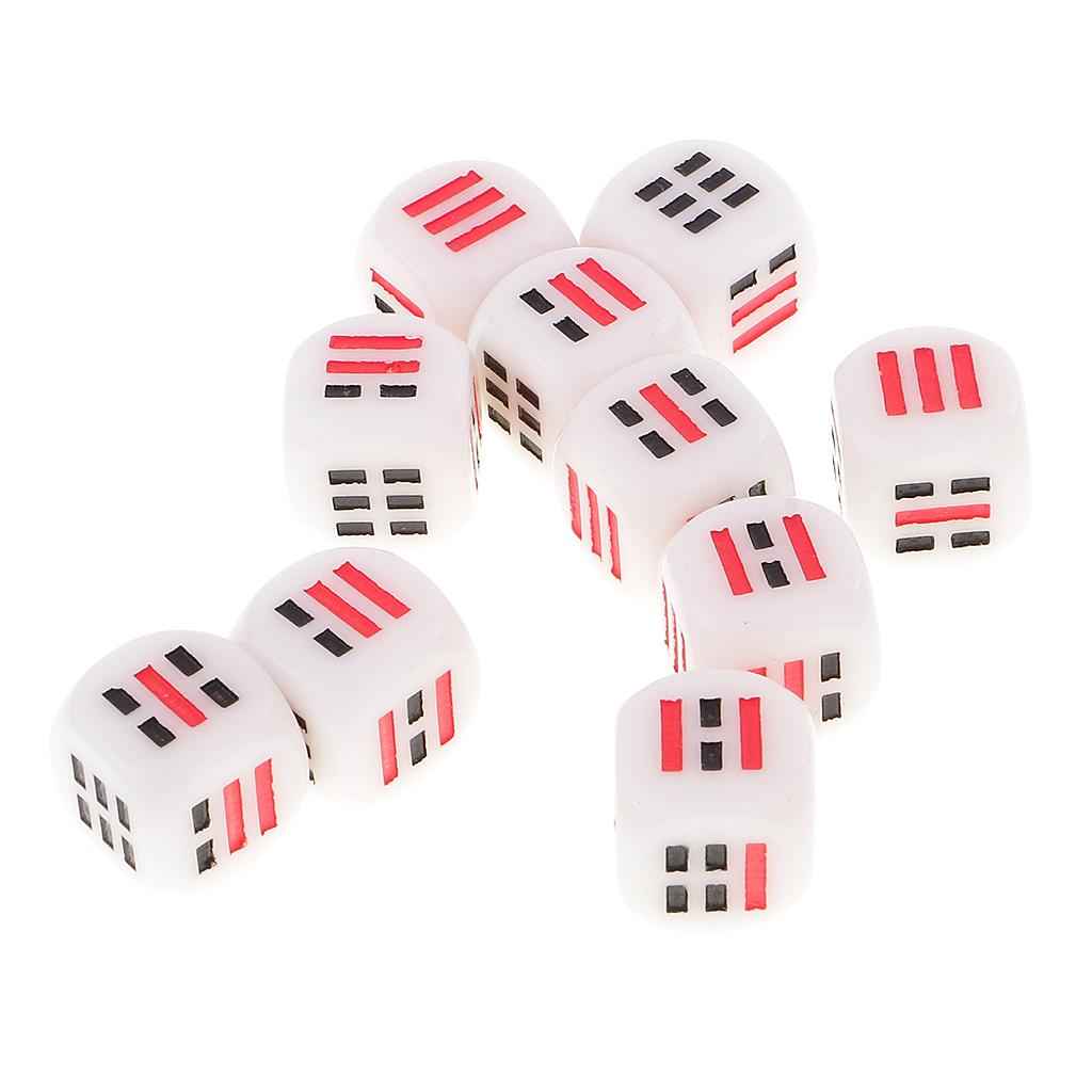 3x10 Pieces 6-sided D6 Astrology Dice for Divination Trigrams Toys