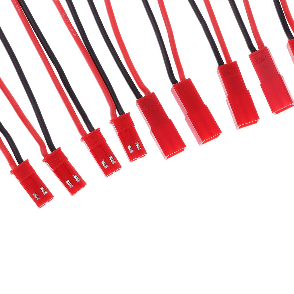 4x5 Pairs 10cm 22AWG Silicon Wire 2-Pin JST Connector Plug Male&Female