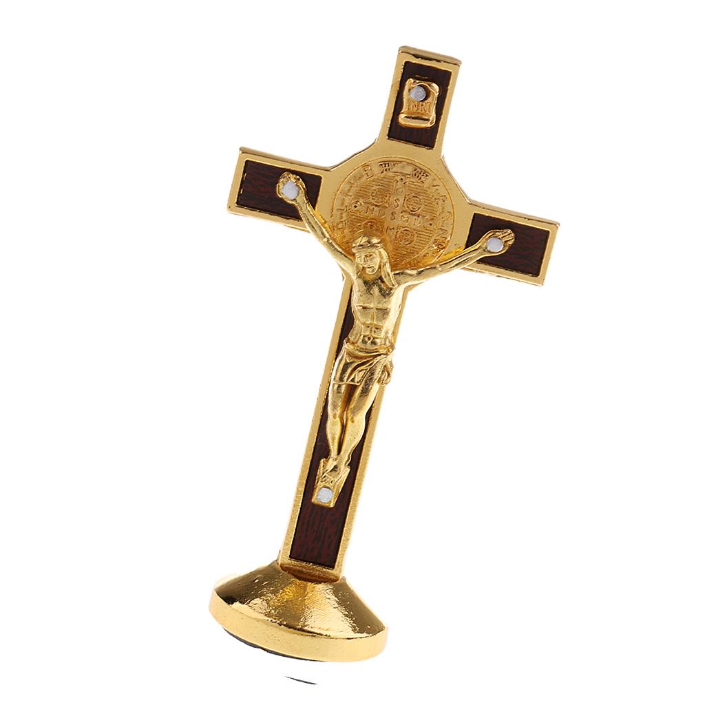 2PCS Crucifix Jesus Christ Cross Statues Figurine for Car Home Chapel Decor
