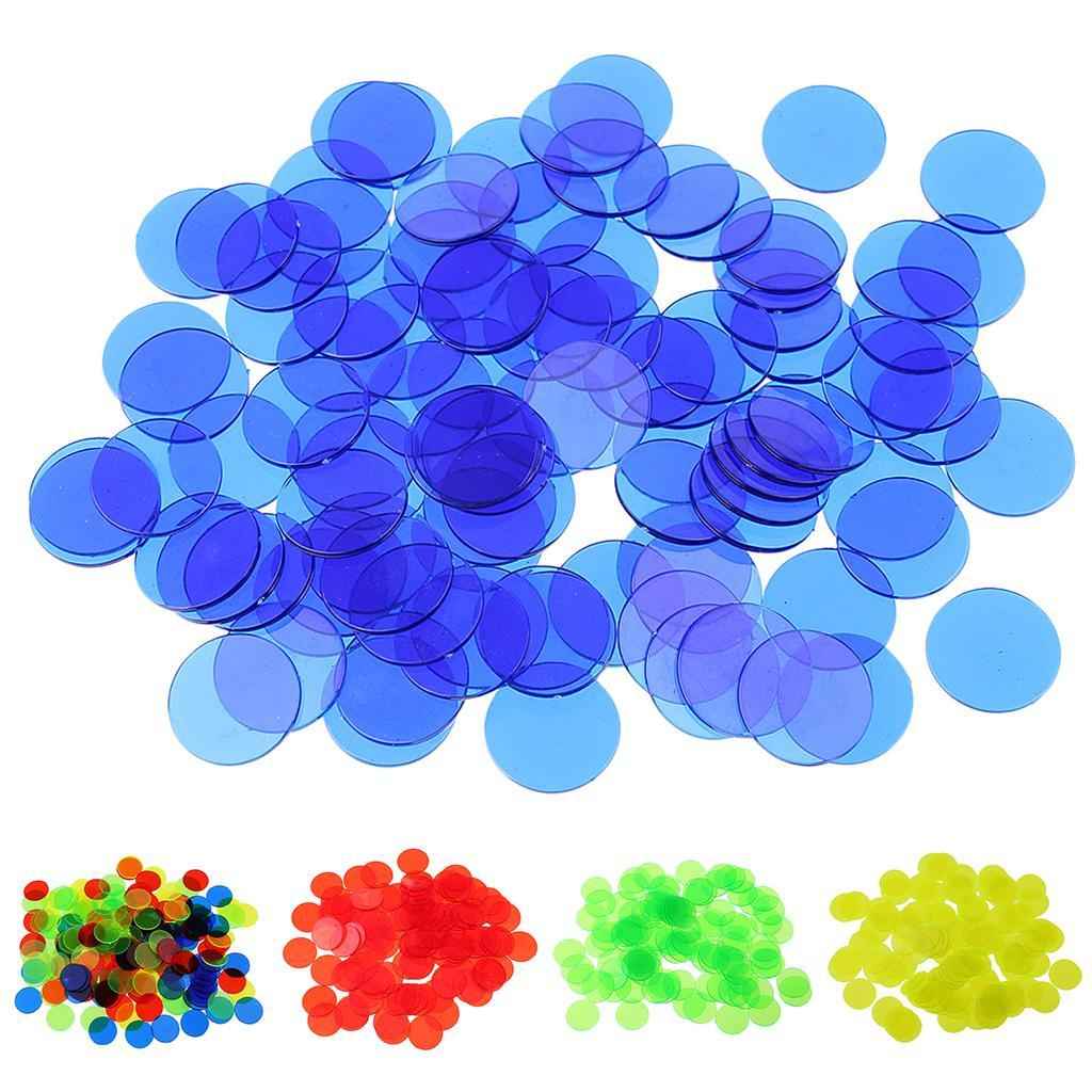 100 Pieces Translucent Bingo Chip 3/4 Inch for Bingo Game Cards Mixed Color
