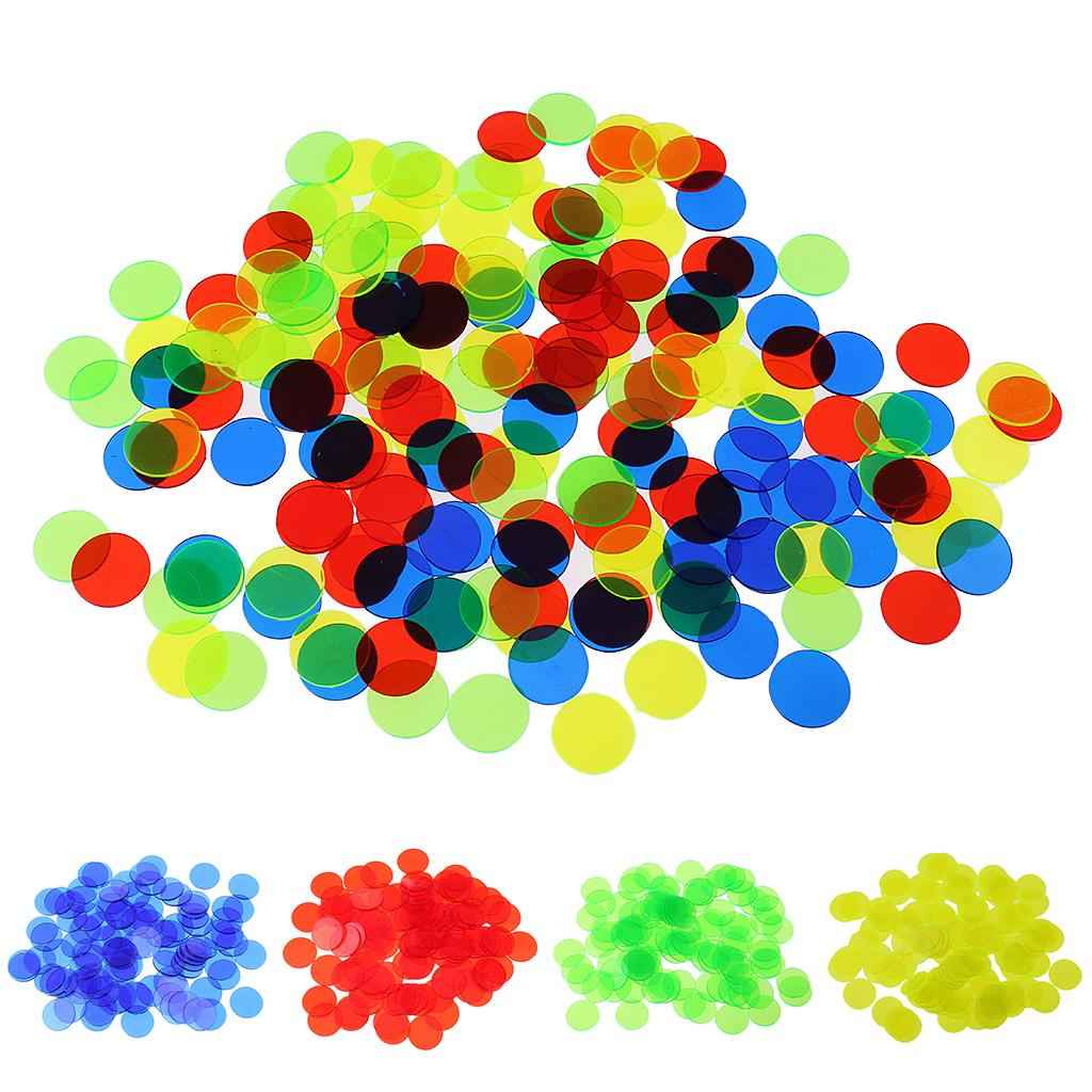 100 Pieces Translucent Bingo Chip 3/4 Inch for Bingo Game Cards Mixed Color