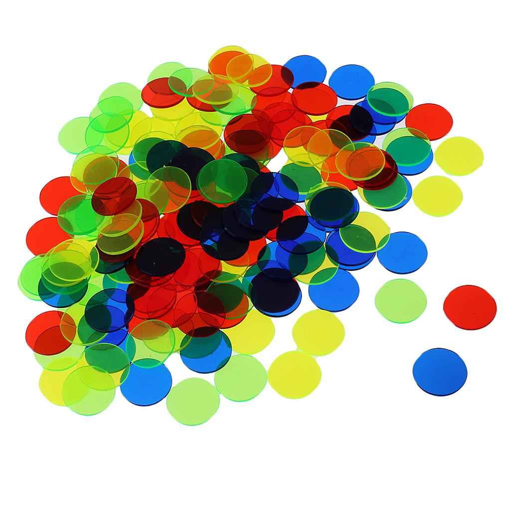 100 Pieces Translucent Bingo Chip 3/4 Inch for Bingo Game Cards Mixed Color