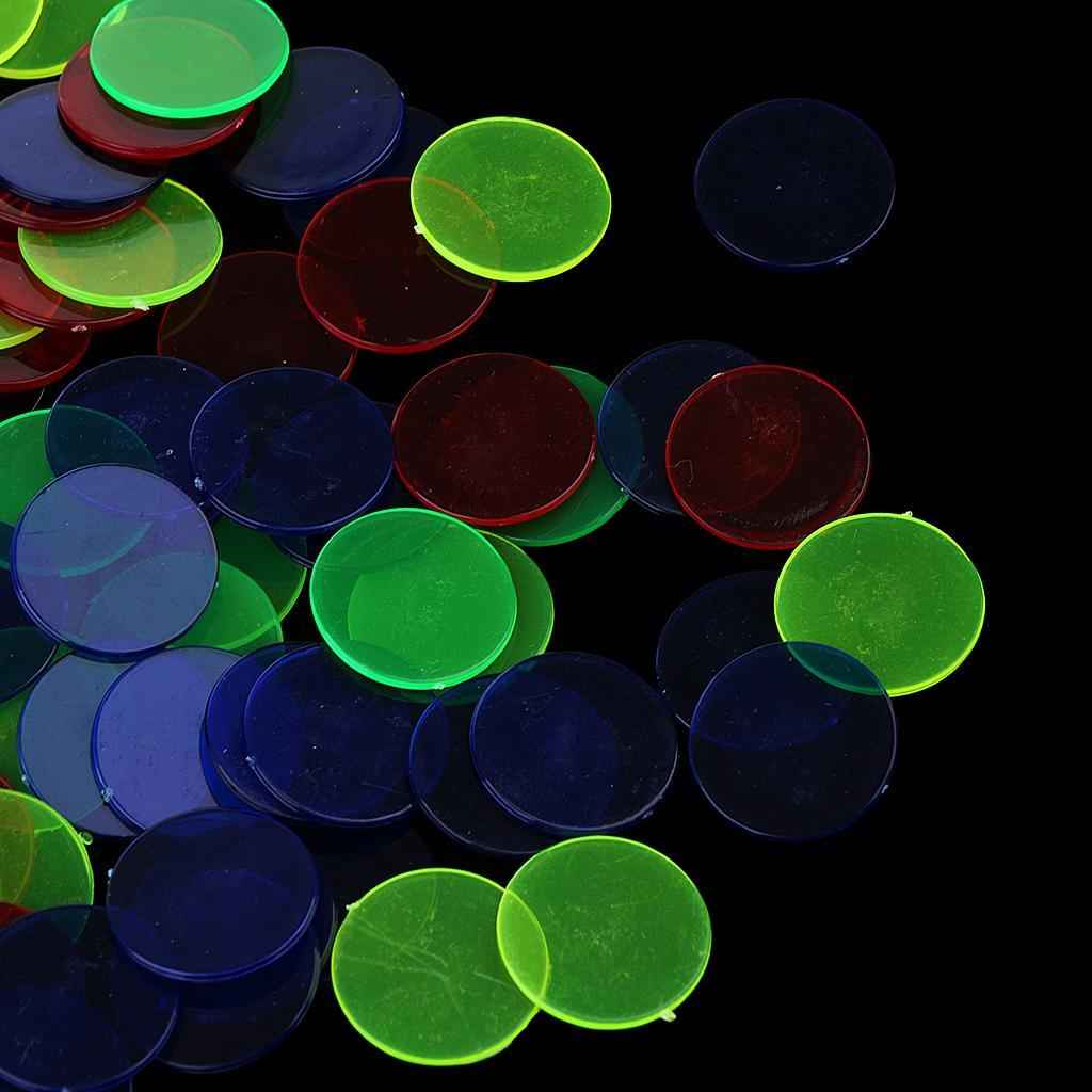 100 Pieces Translucent Bingo Chip 3/4 Inch for Bingo Game Cards Mixed Color