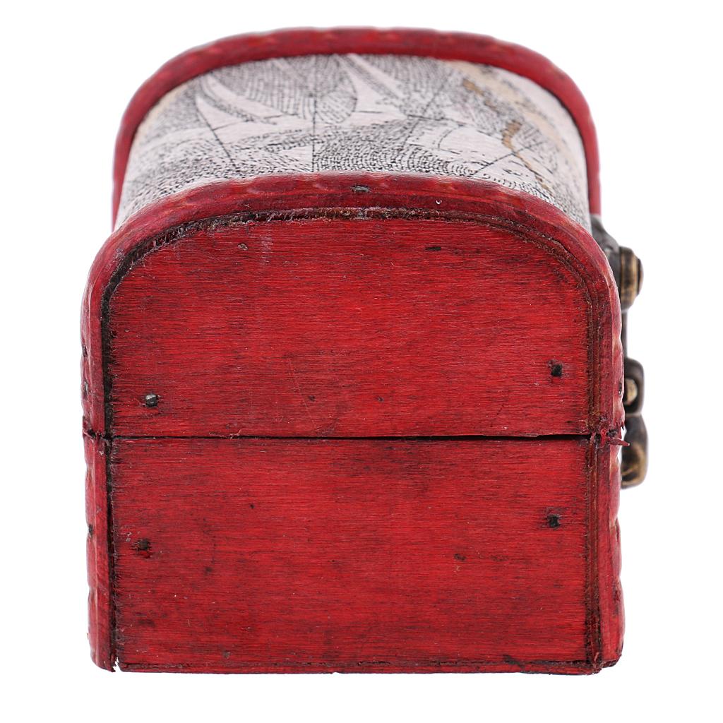 3xVintage Small Jewelry Storage Box Wood Case Candy Bin Treasure Chest w/ Lock