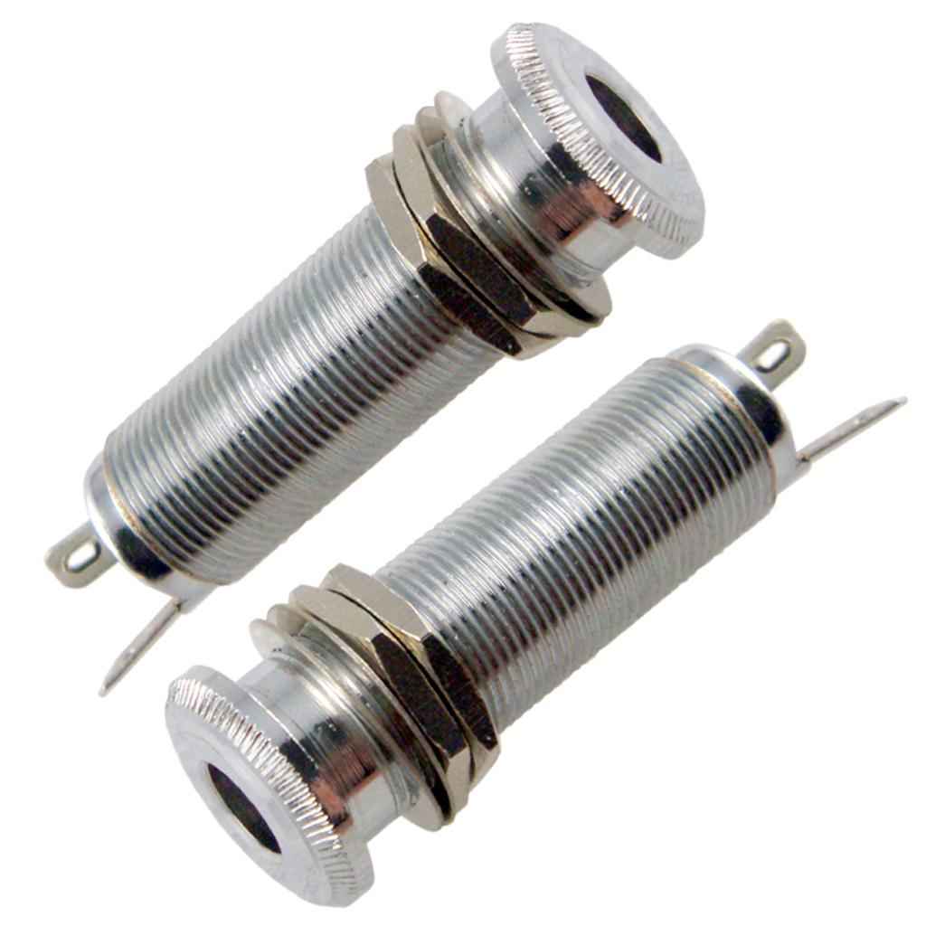 Guitar Bass Pickup Threaded Cylinder Jack Output Input Plug Socket Silver