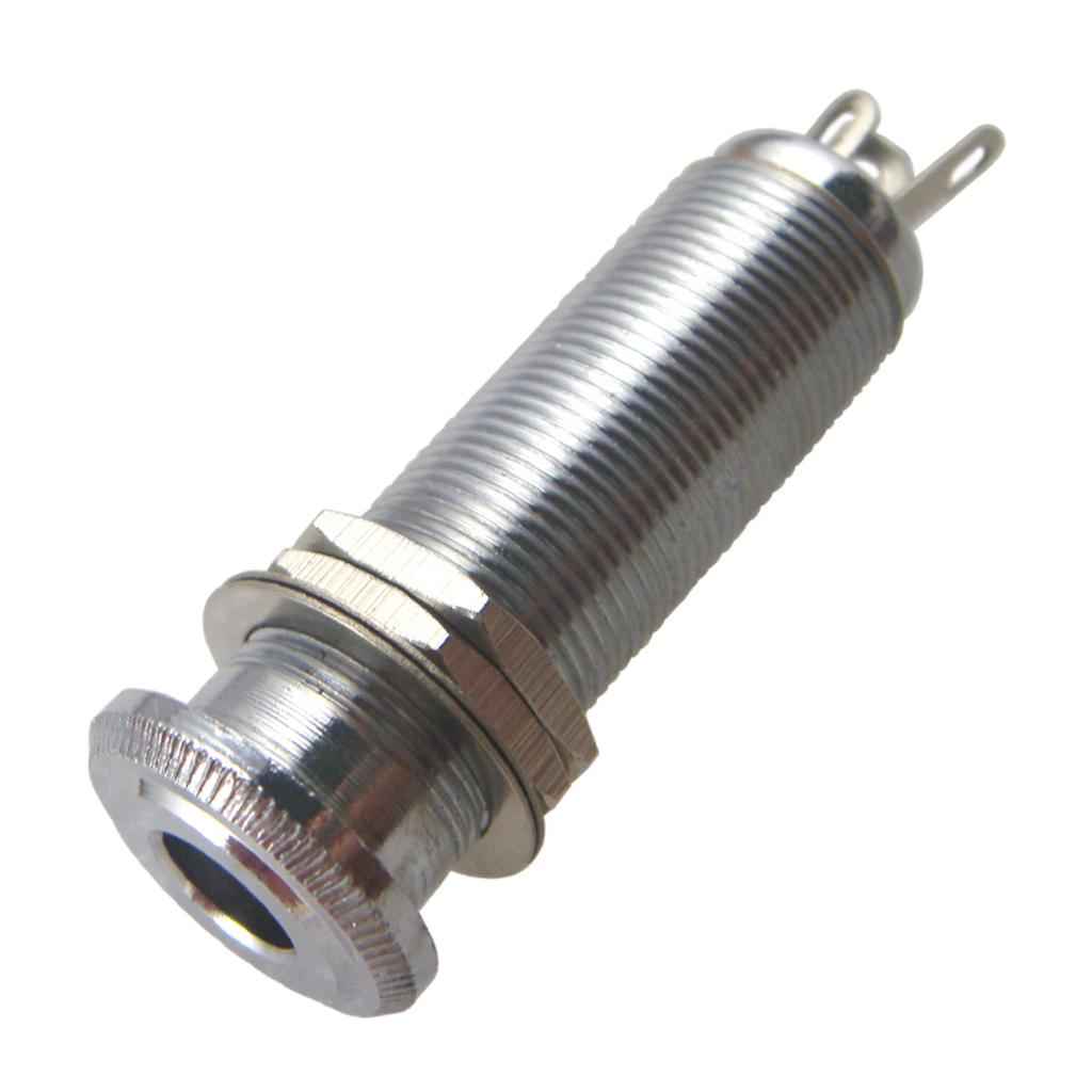 Guitar Bass Pickup Threaded Cylinder Jack Output Input Plug Socket Silver