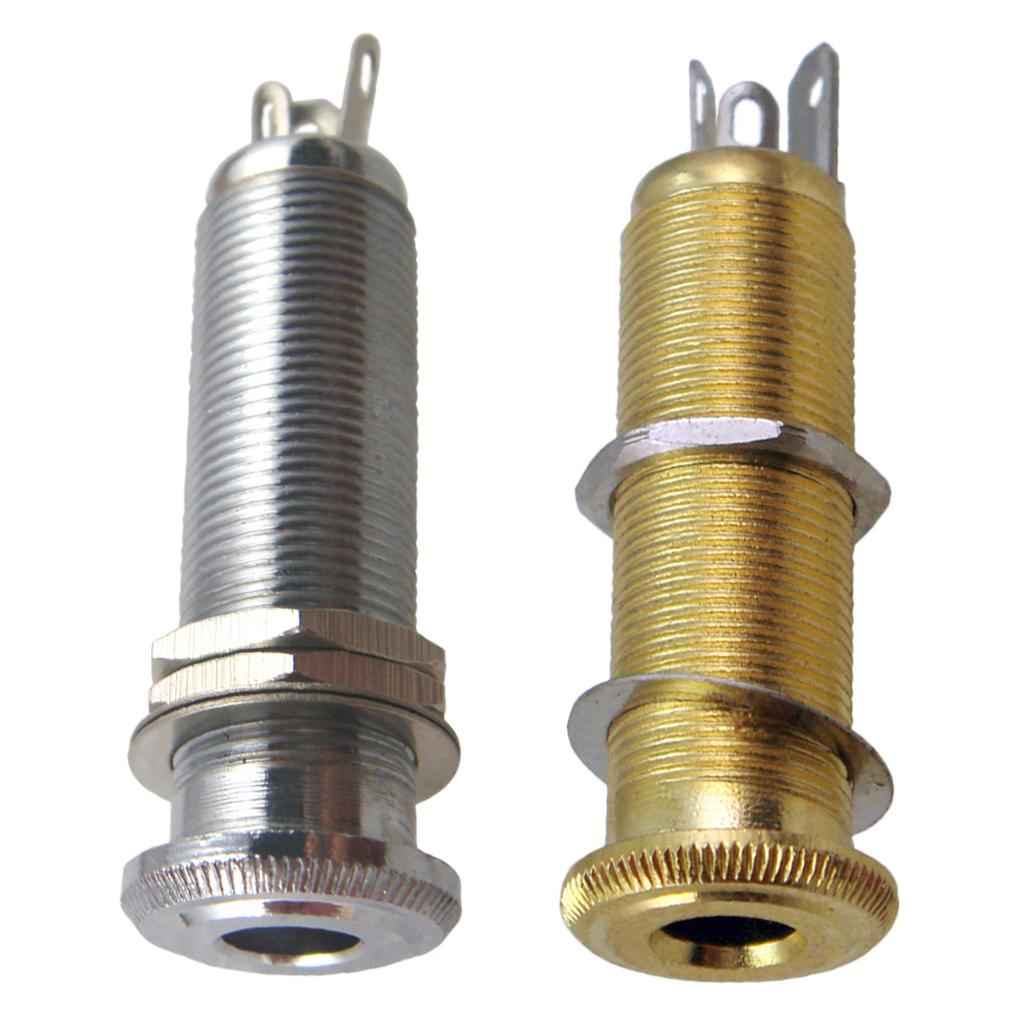 Guitar Bass Pickup Threaded Cylinder Jack Output Input Plug Socket Silver