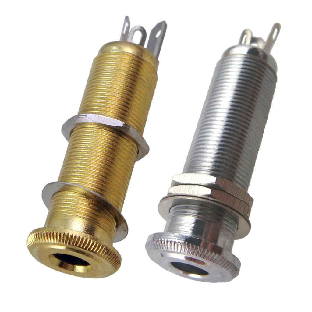 Guitar Bass Pickup Threaded Cylinder Jack Output Input Plug Socket Silver