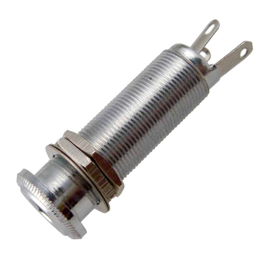 Guitar Bass Pickup Threaded Cylinder Jack Output Input Plug Socket Silver