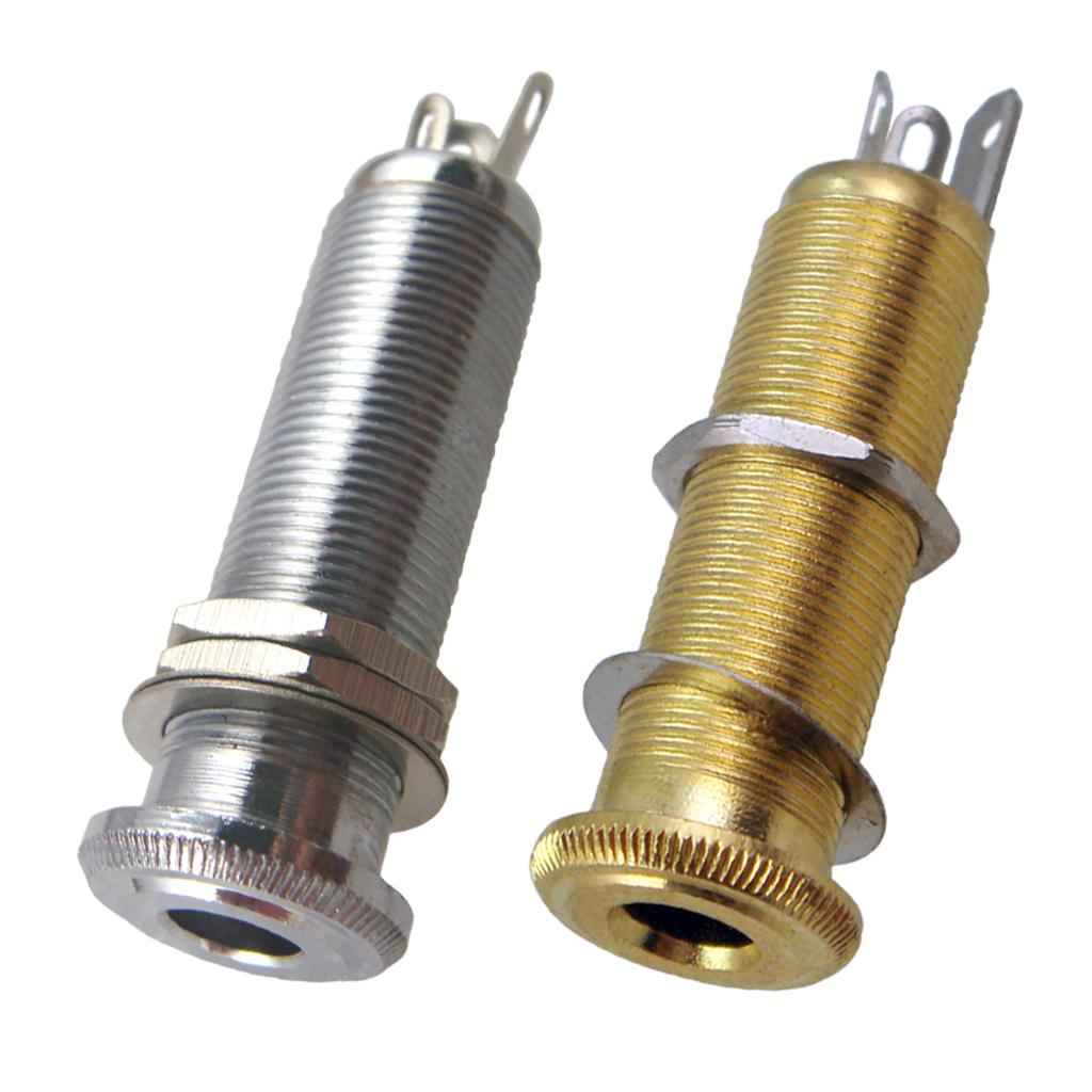 Guitar Bass Pickup Threaded Cylinder Jack Output Input Plug Socket Silver