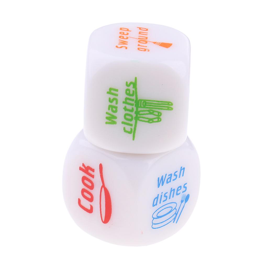 4x2Pieces Housework Dice Six Sided D6 Chores Dies for Family Play Fun Toy Gift